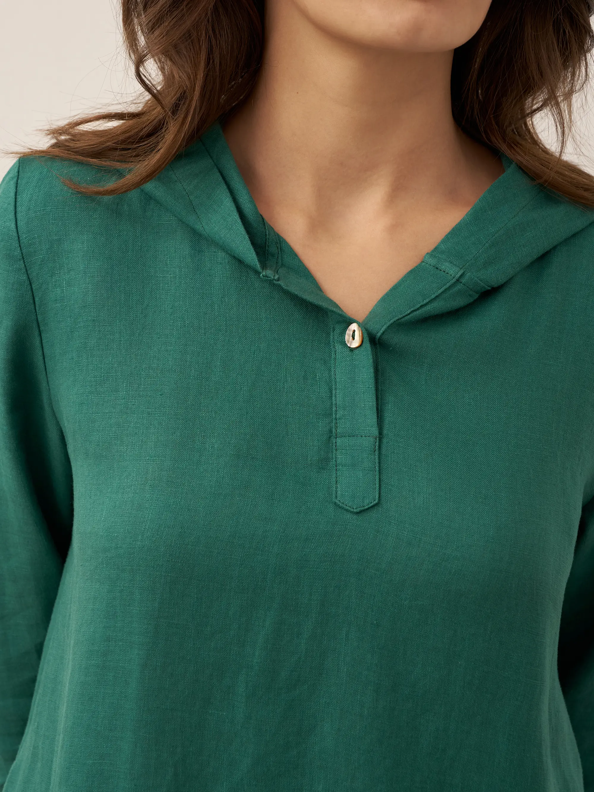 100% Linen Hooded Pullover Maxi Dress REBECCA - Image 25