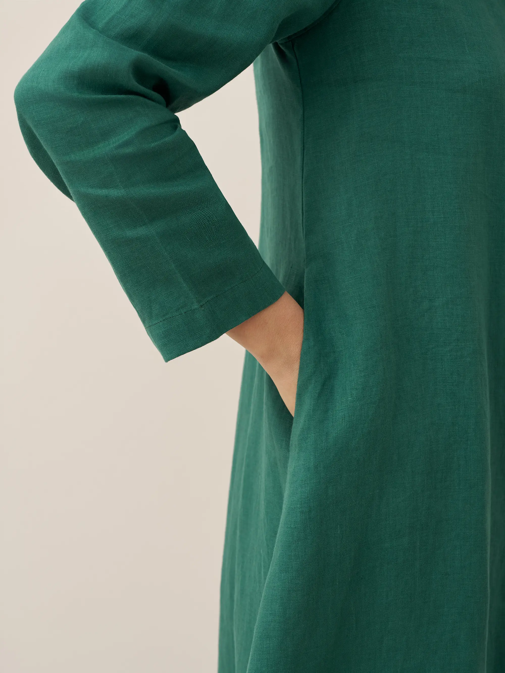 100% Linen Hooded Pullover Maxi Dress REBECCA - Image 26