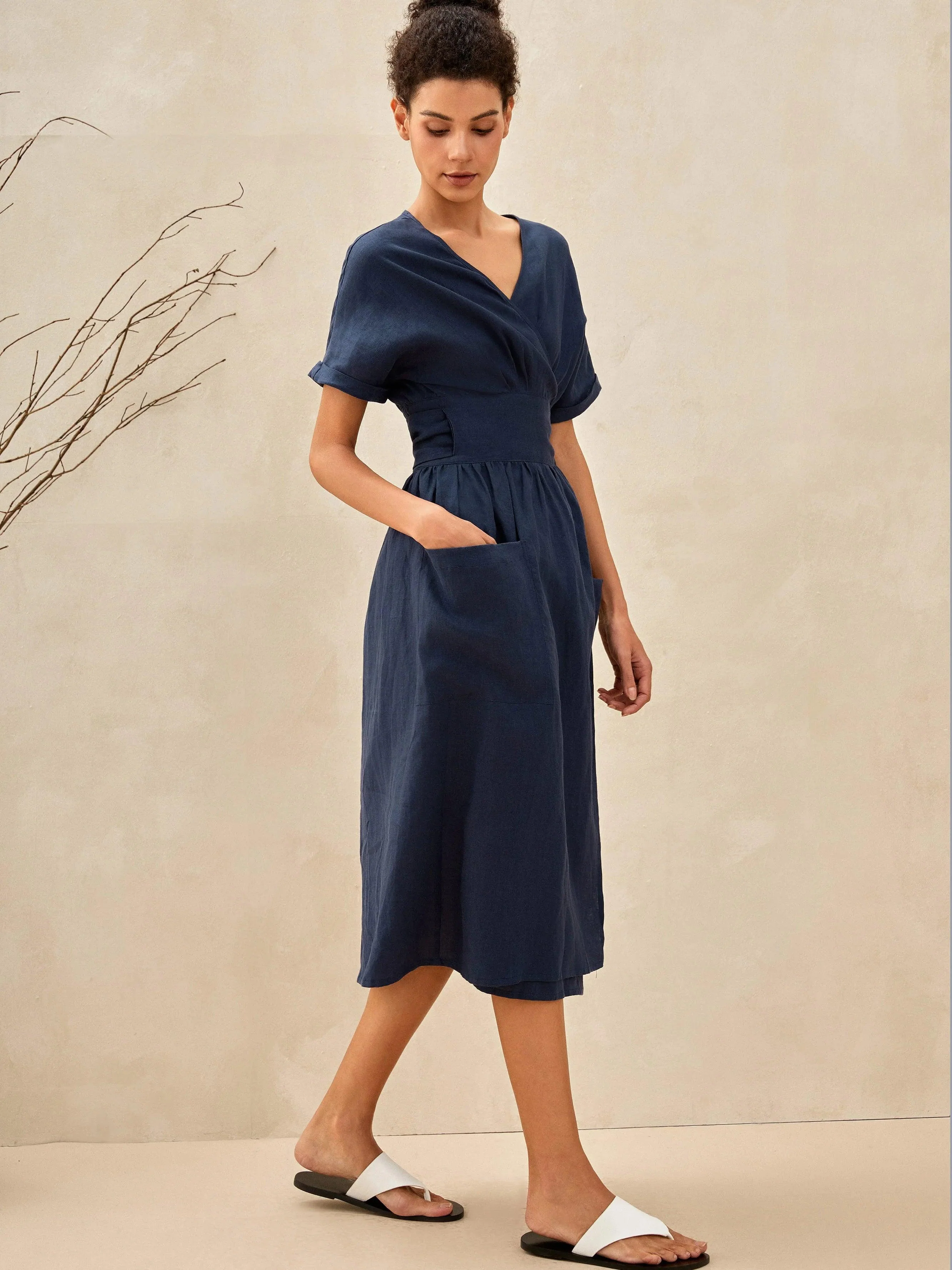 100% Linen Kimono Dress CELESTE - Image 3