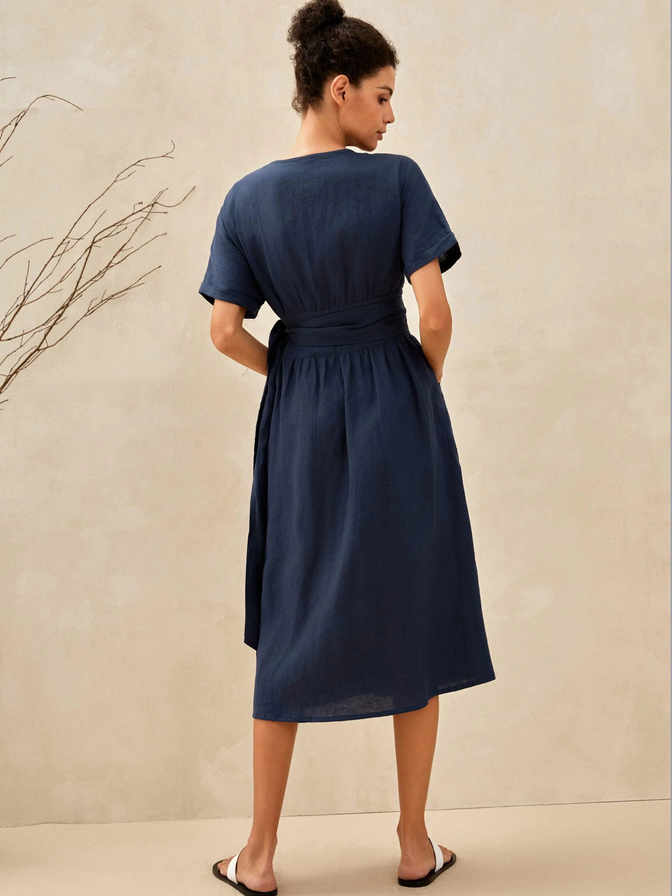 100% Linen Kimono Dress CELESTE - Image 4