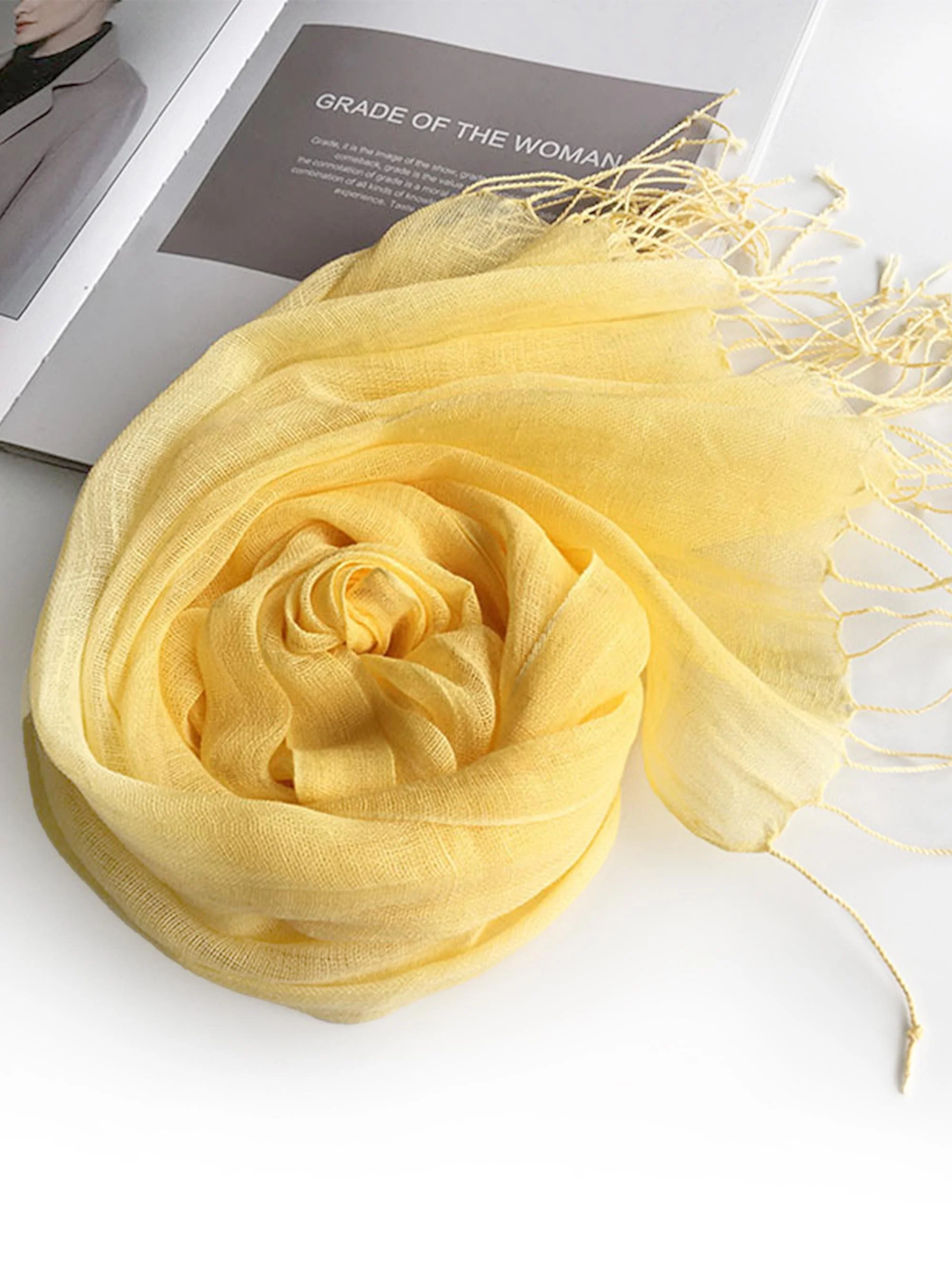 100% Linen Lightweight Solid Color Scarf BIANCA - Image 10