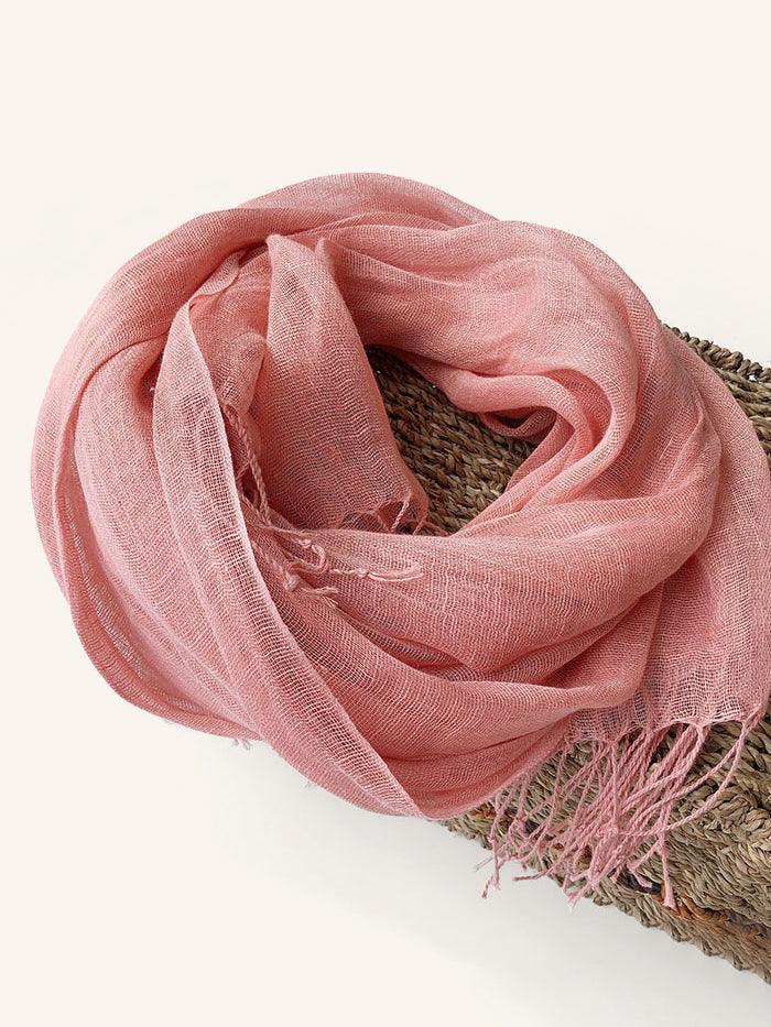 100% Linen Lightweight Solid Color Scarf BIANCA - Image 2