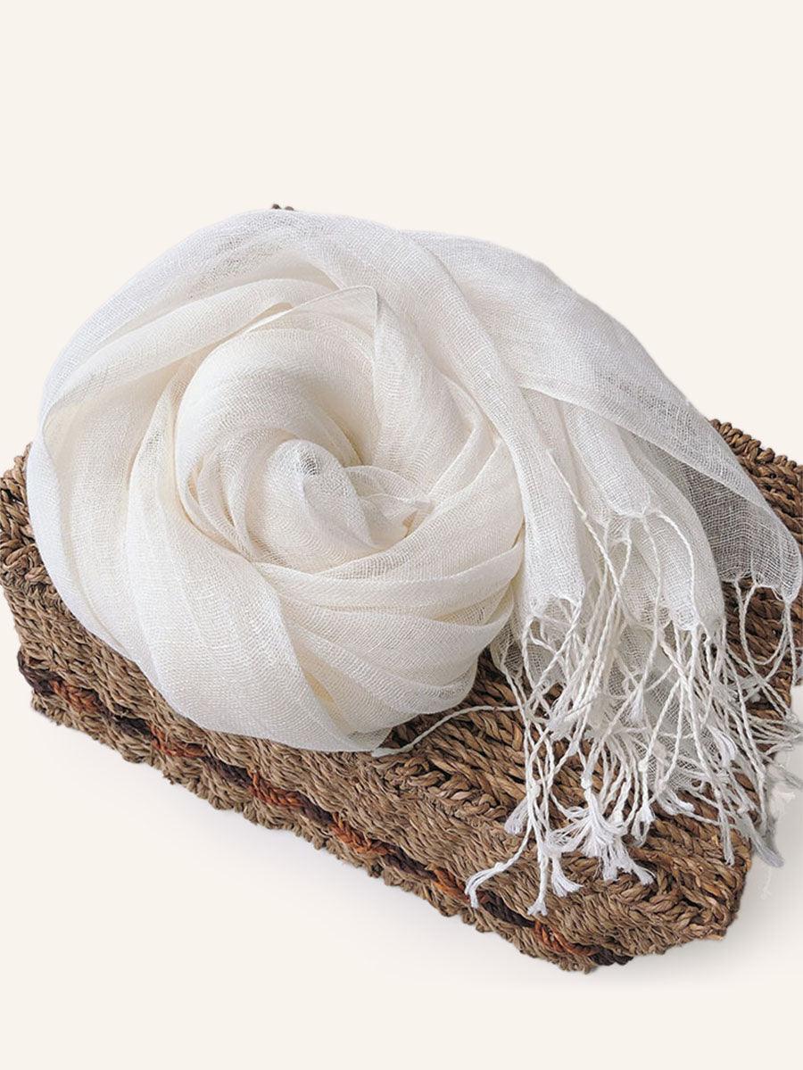 100% Linen Lightweight Solid Color Scarf BIANCA - Image 3