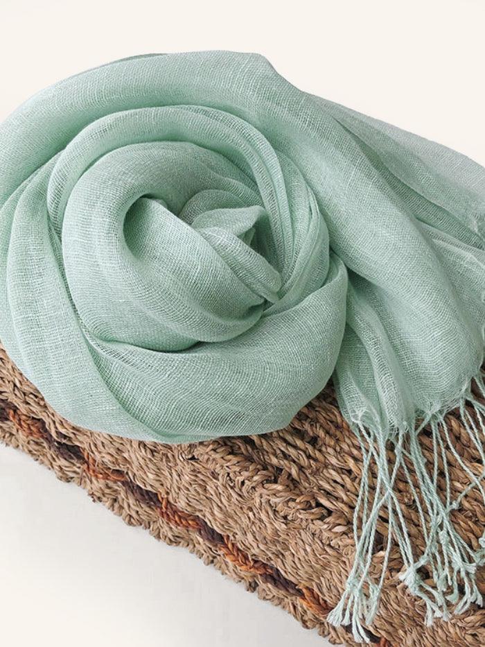 100% Linen Lightweight Solid Color Scarf BIANCA - Image 5