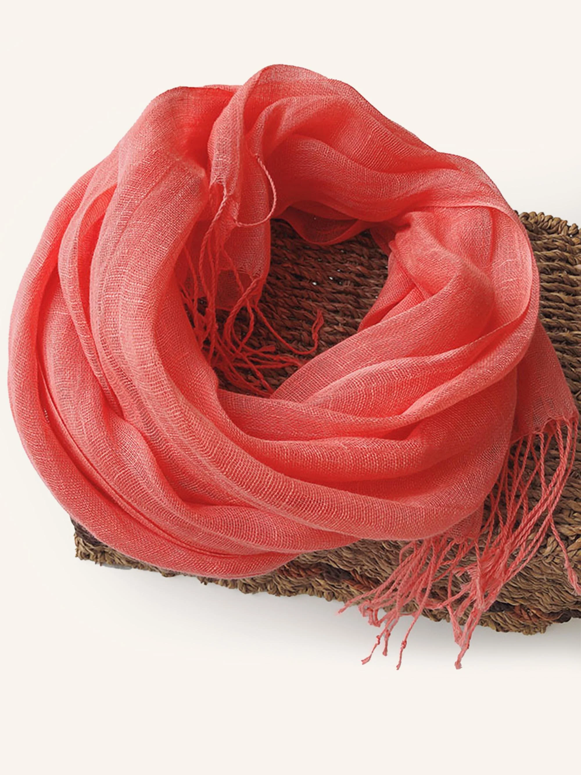 100% Linen Lightweight Solid Color Scarf BIANCA - Image 9