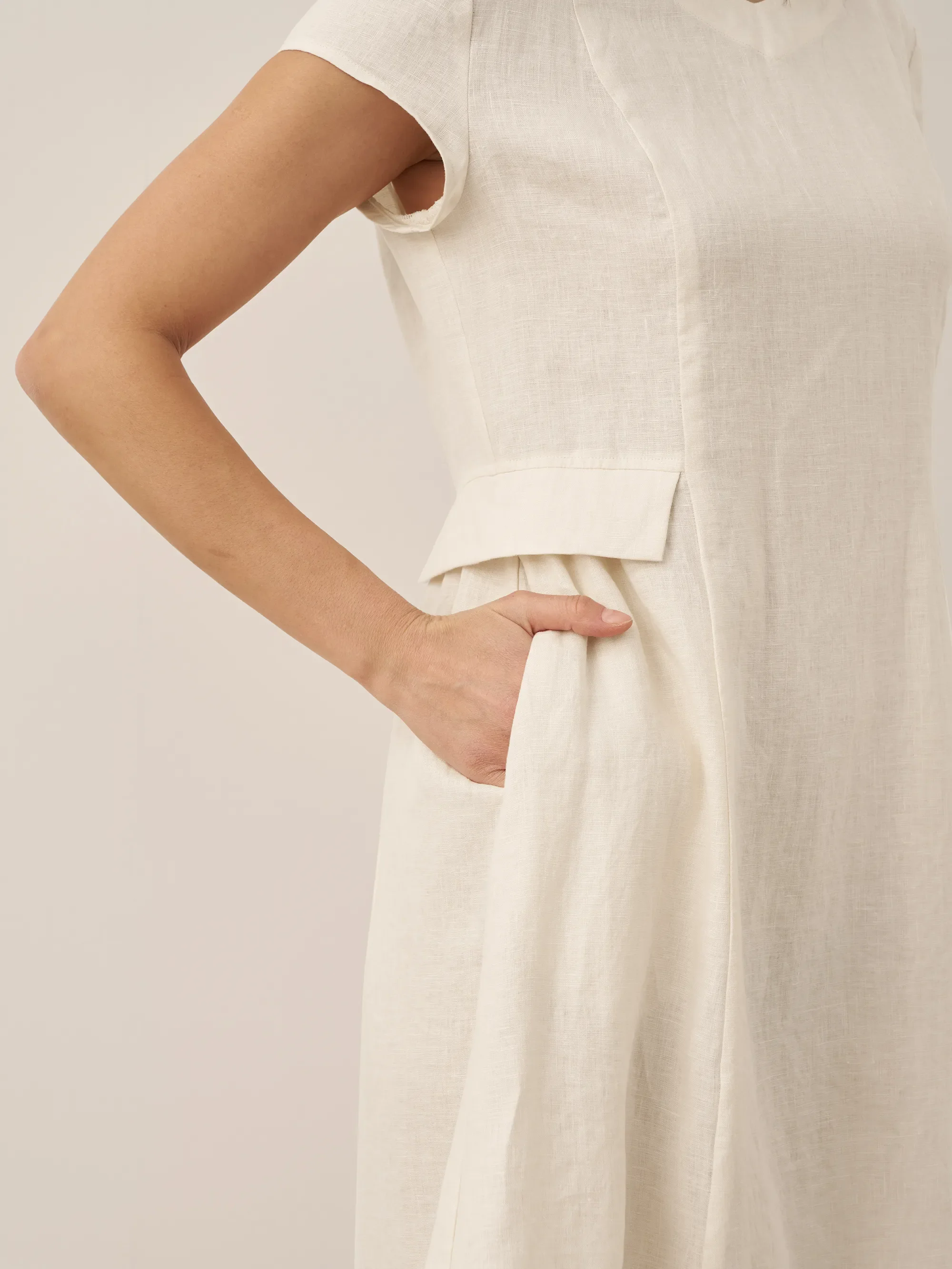 100% Linen Natural Summer V-Neck Dress ALEXA - Image 13