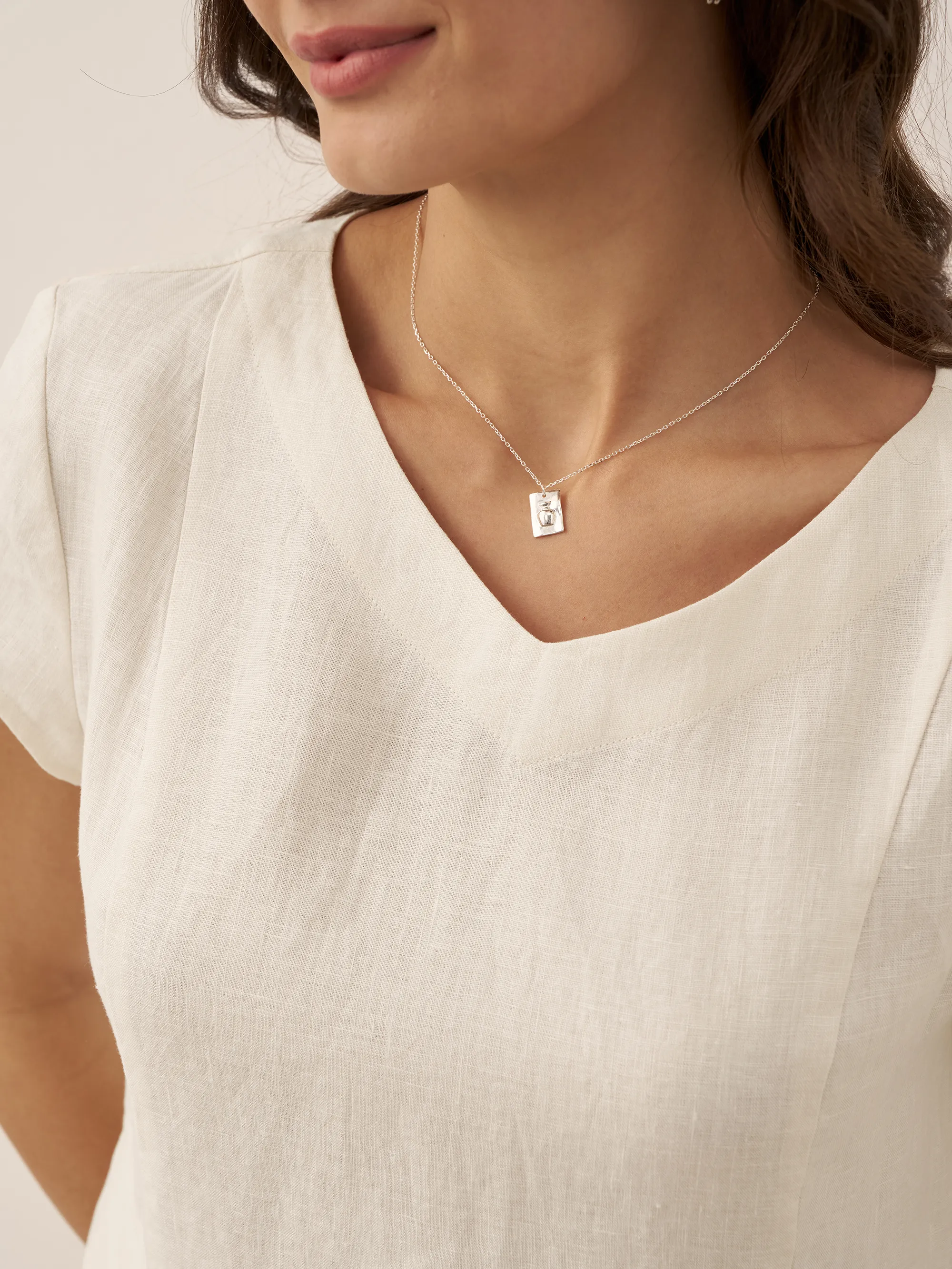 100% Linen Natural Summer V-Neck Dress ALEXA - Image 14