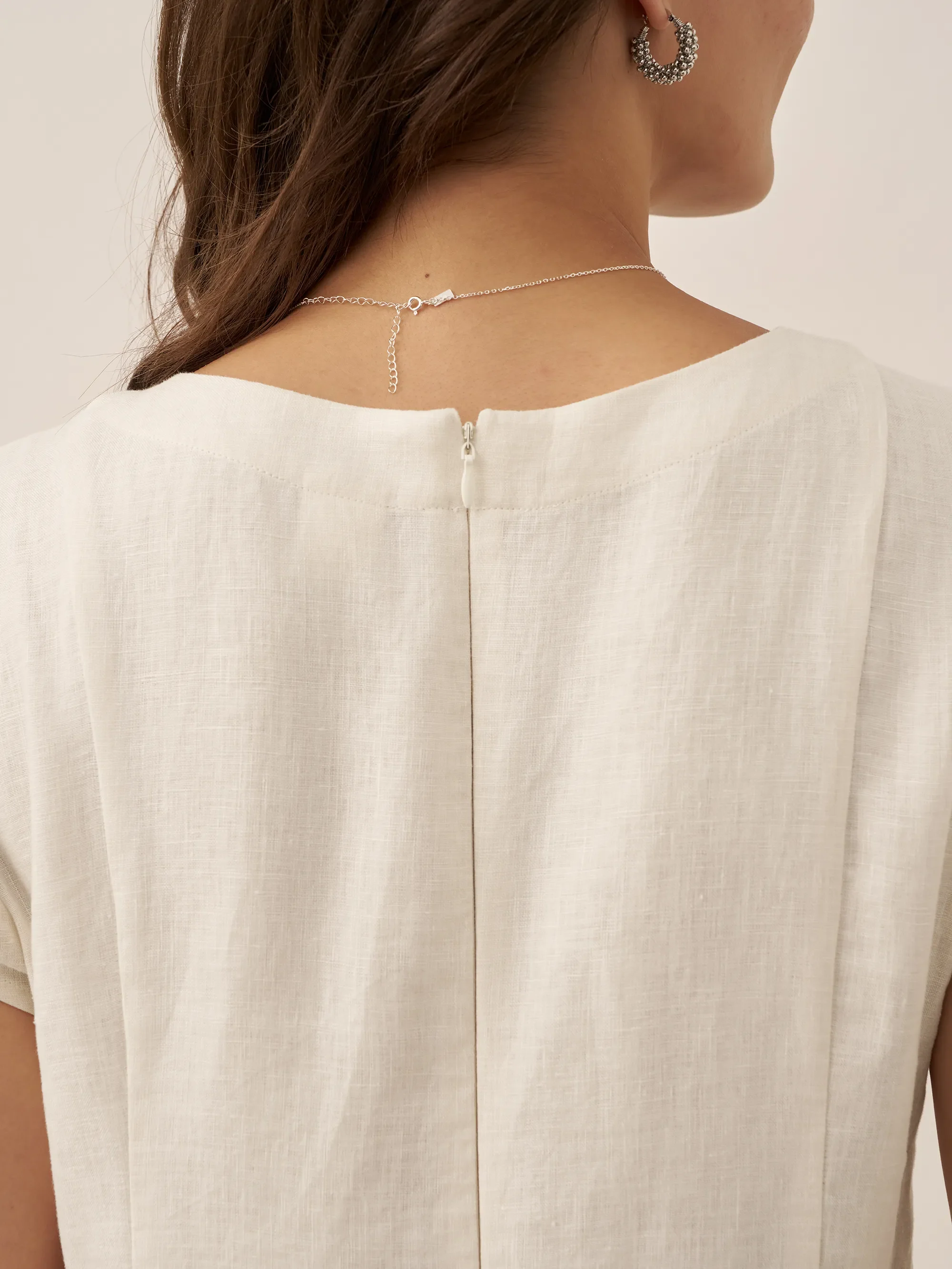 100% Linen Natural Summer V-Neck Dress ALEXA - Image 16