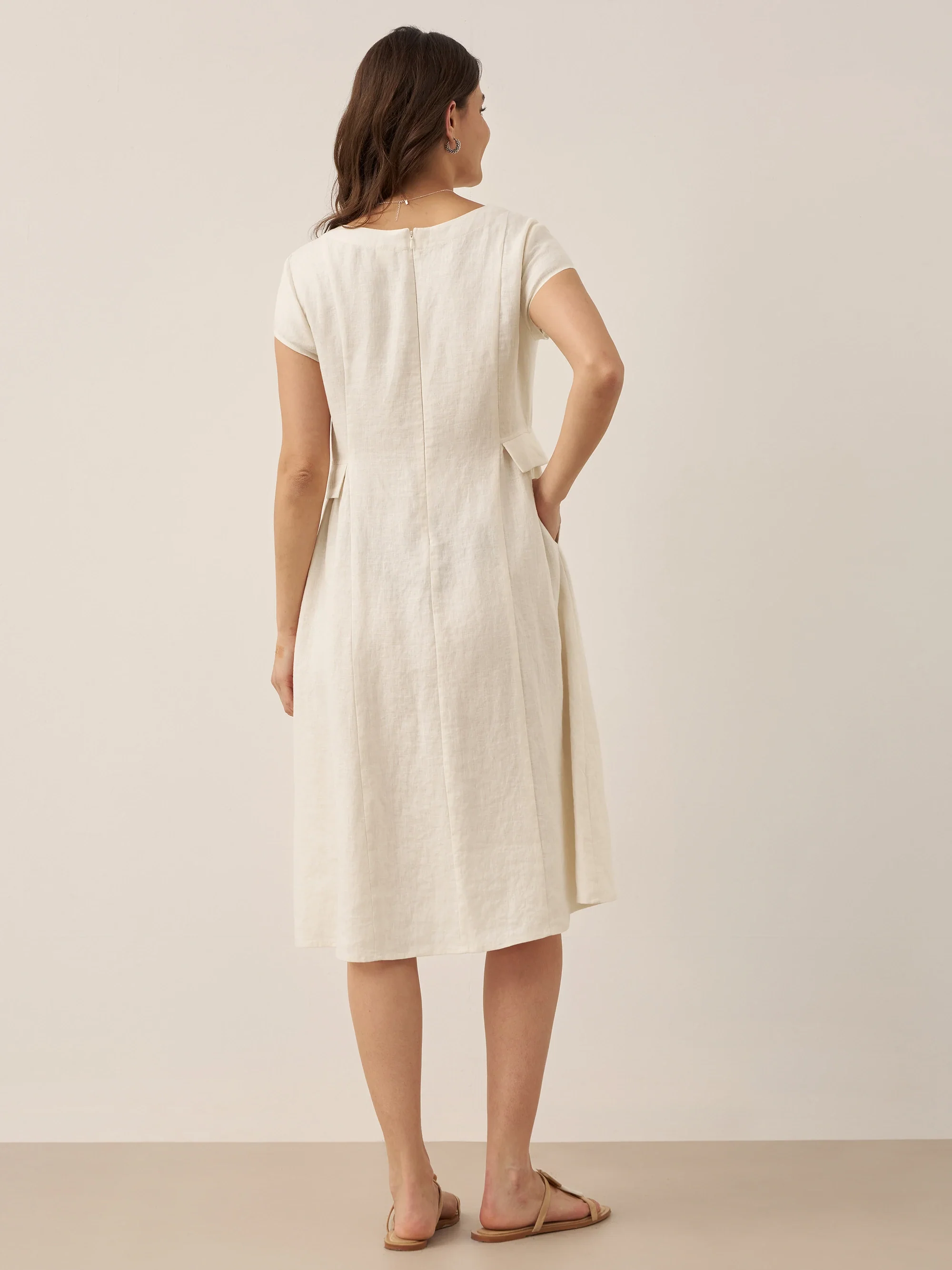 100% Linen Natural Summer V-Neck Dress ALEXA - Image 17
