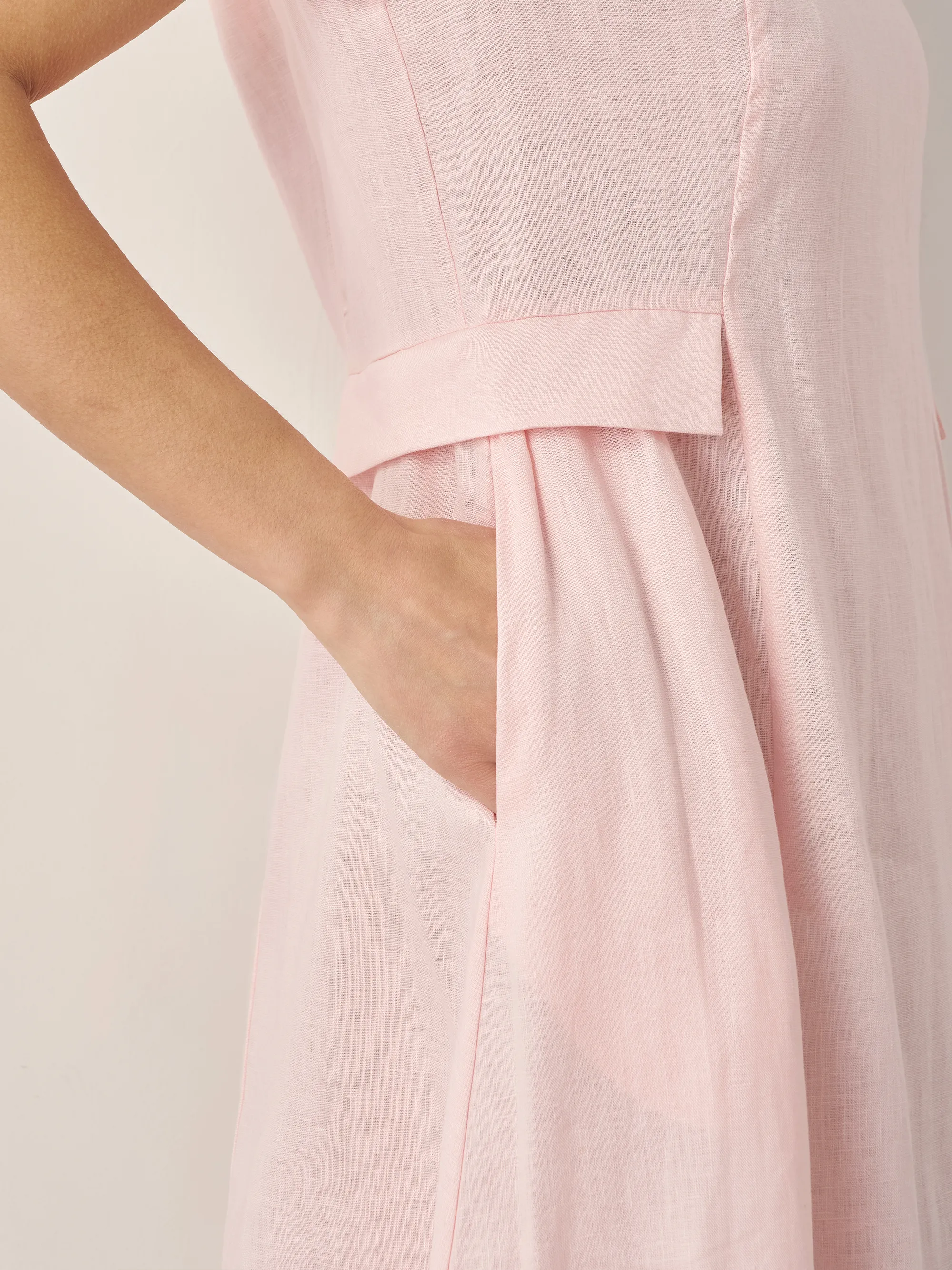 100% Linen Natural Summer V-Neck Dress ALEXA - Image 24