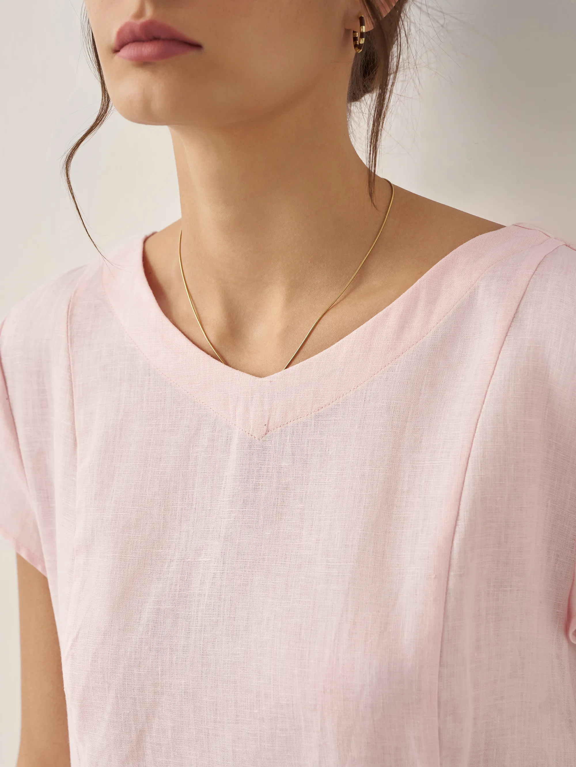 100% Linen Natural Summer V-Neck Dress ALEXA - Image 25