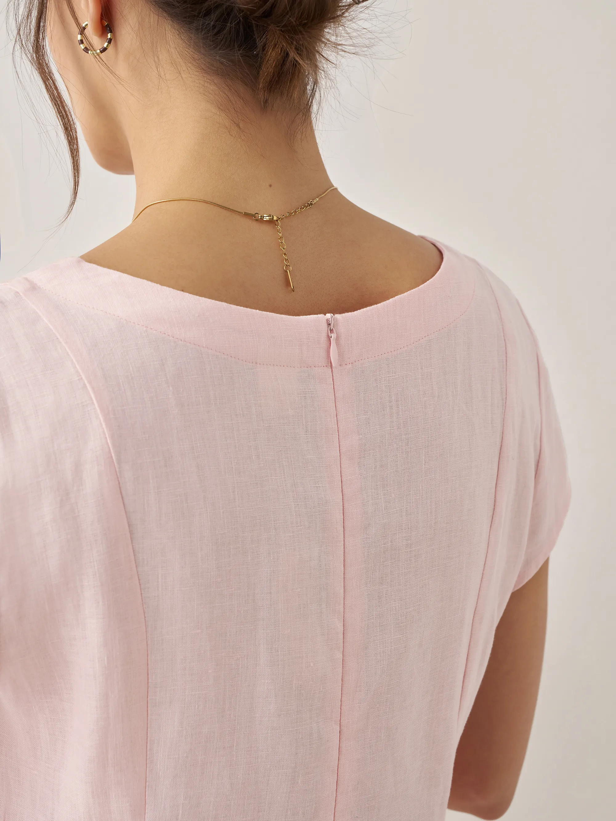 100% Linen Natural Summer V-Neck Dress ALEXA - Image 26