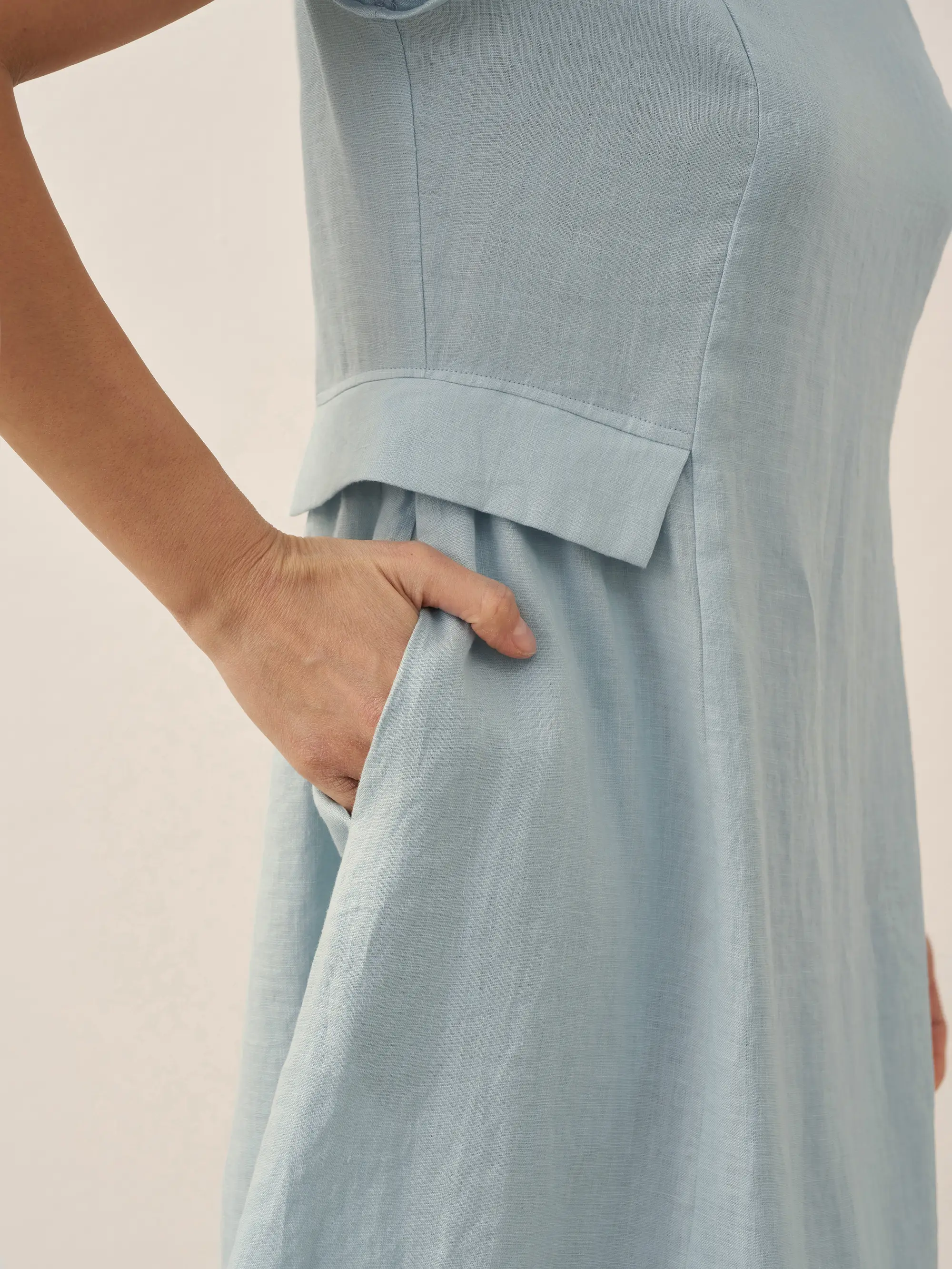 100% Linen Natural Summer V-Neck Dress ALEXA - Image 35