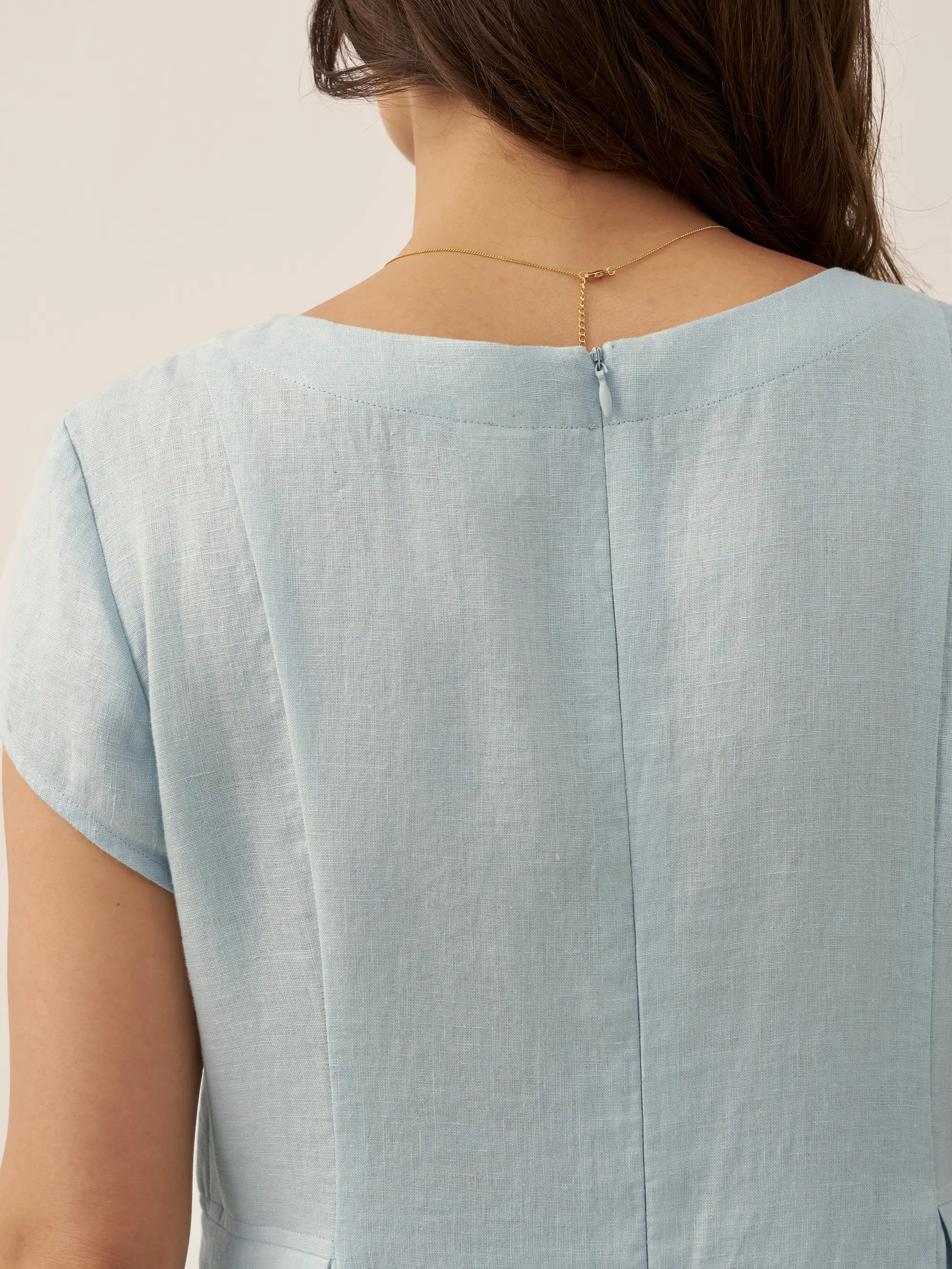 100% Linen Natural Summer V-Neck Dress ALEXA - Image 37