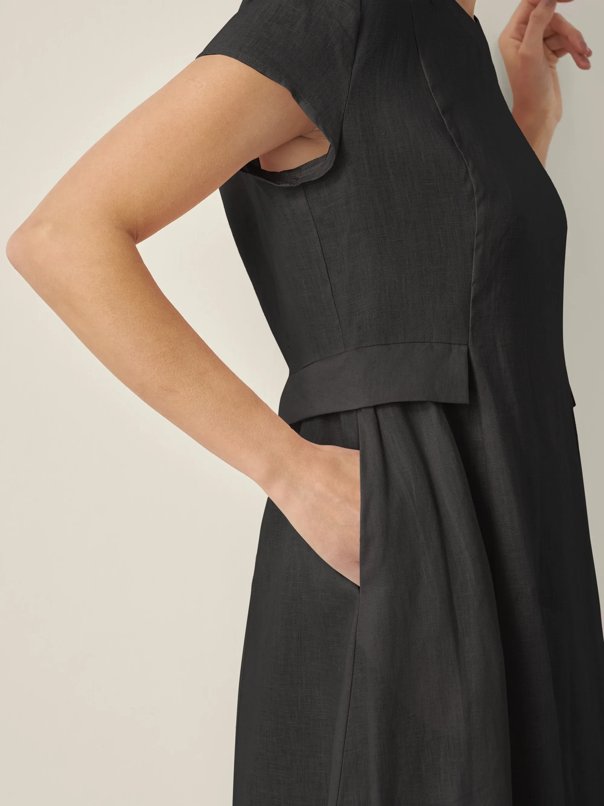 100% Linen Natural Summer V-Neck Dress ALEXA - Image 5
