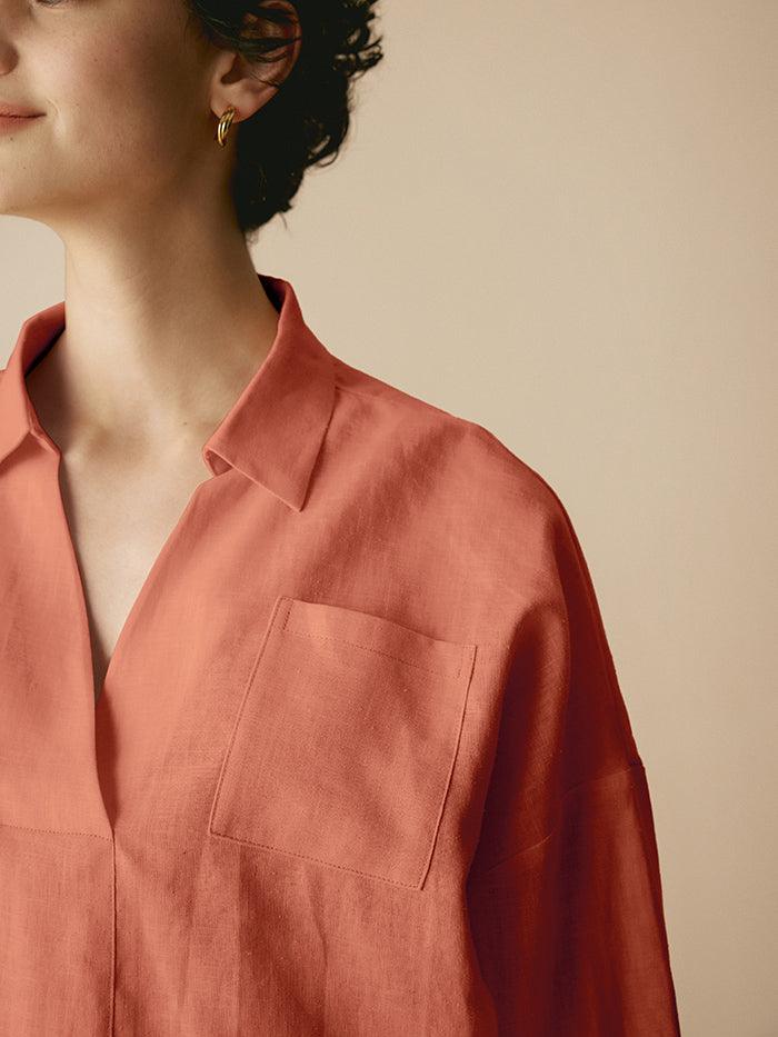 Linen Oversized Fit Pocket Shirt ELOWEN - Image 17