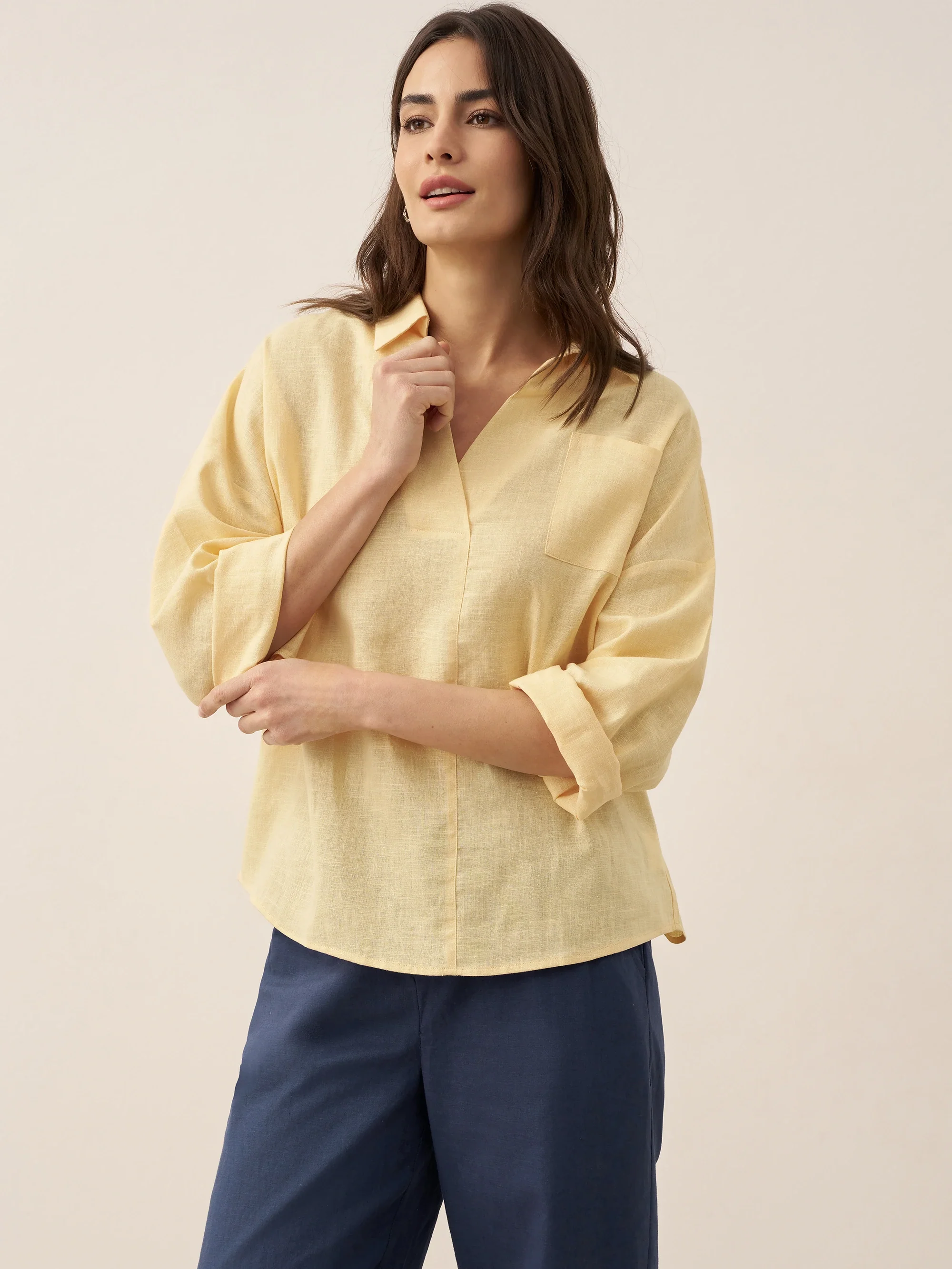 Linen Oversized Fit Pocket Shirt ELOWEN - Image 19