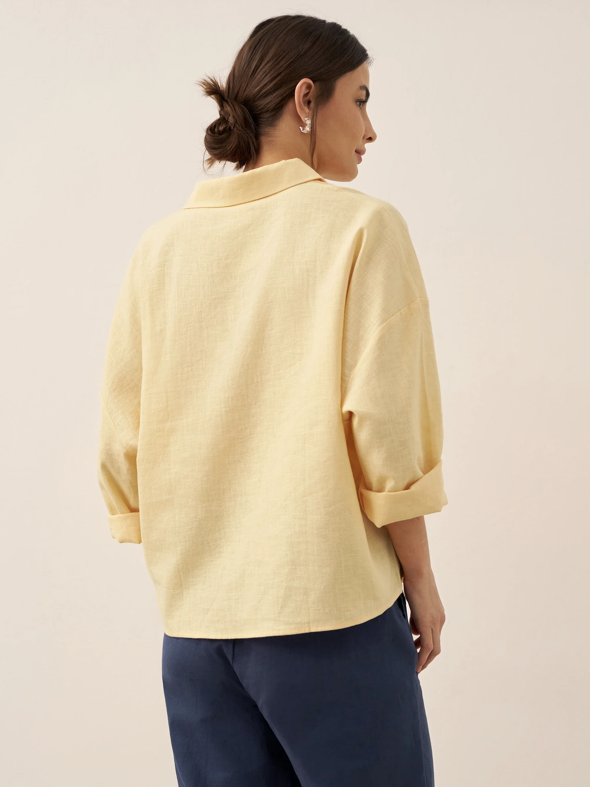 Linen Oversized Fit Pocket Shirt ELOWEN - Image 20