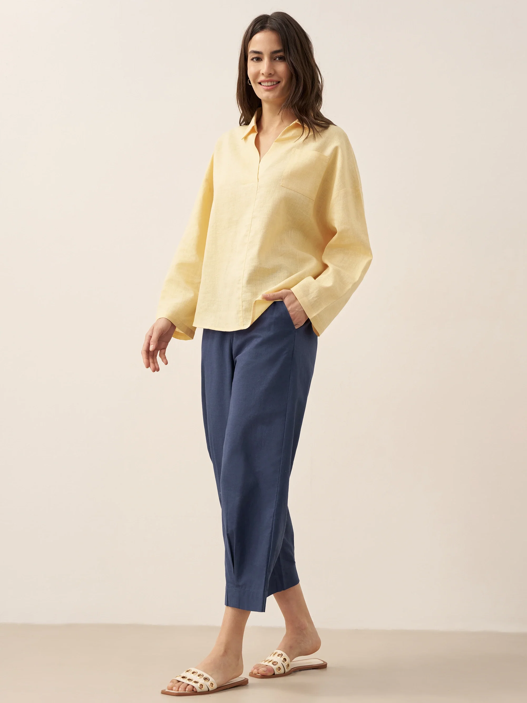 Linen Oversized Fit Pocket Shirt ELOWEN - Image 23