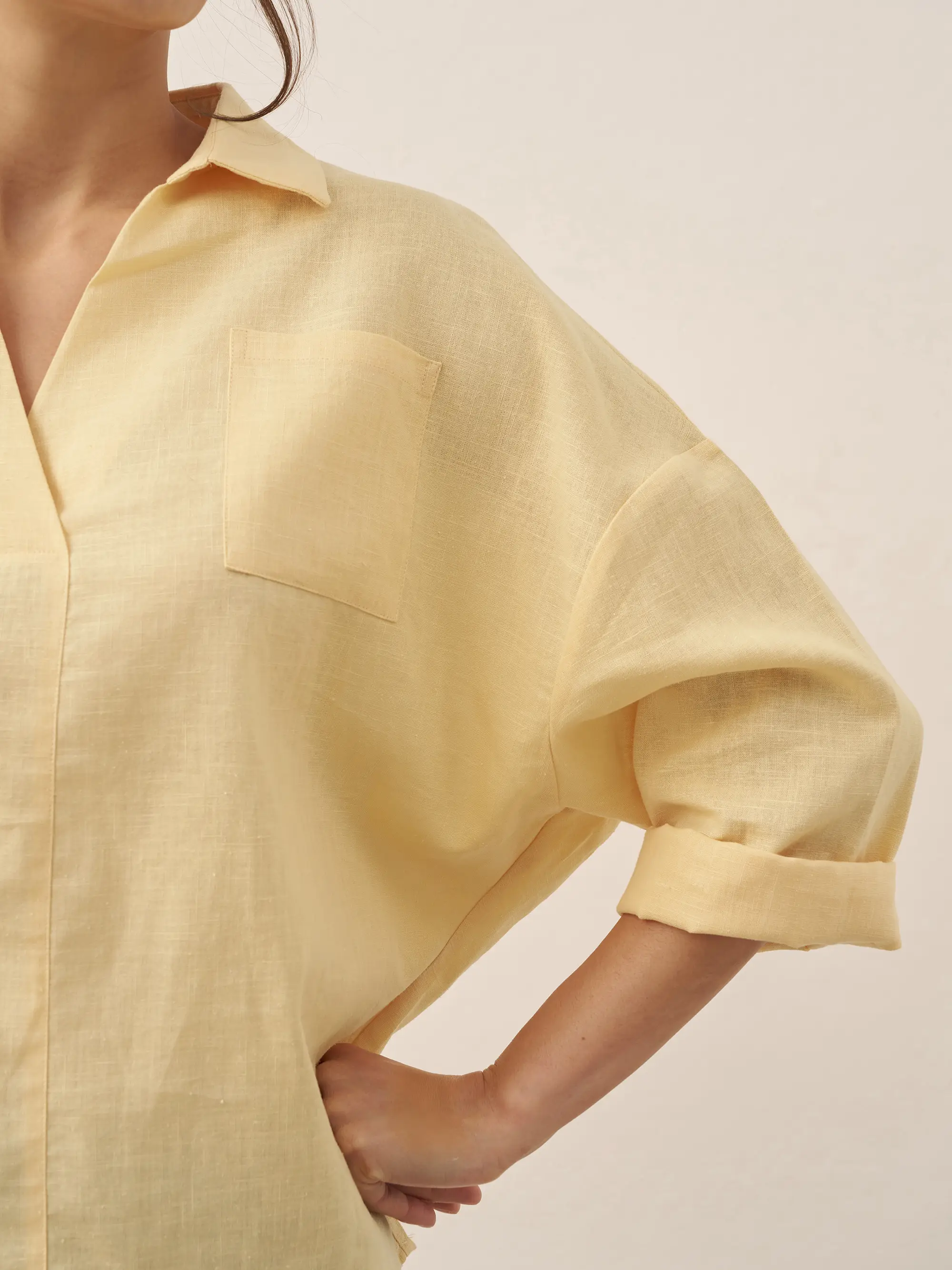 Linen Oversized Fit Pocket Shirt ELOWEN - Image 25