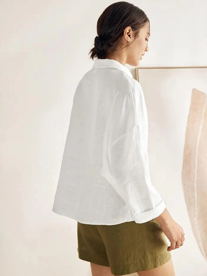 Linen Oversized Fit Pocket Shirt ELOWEN - Image 6