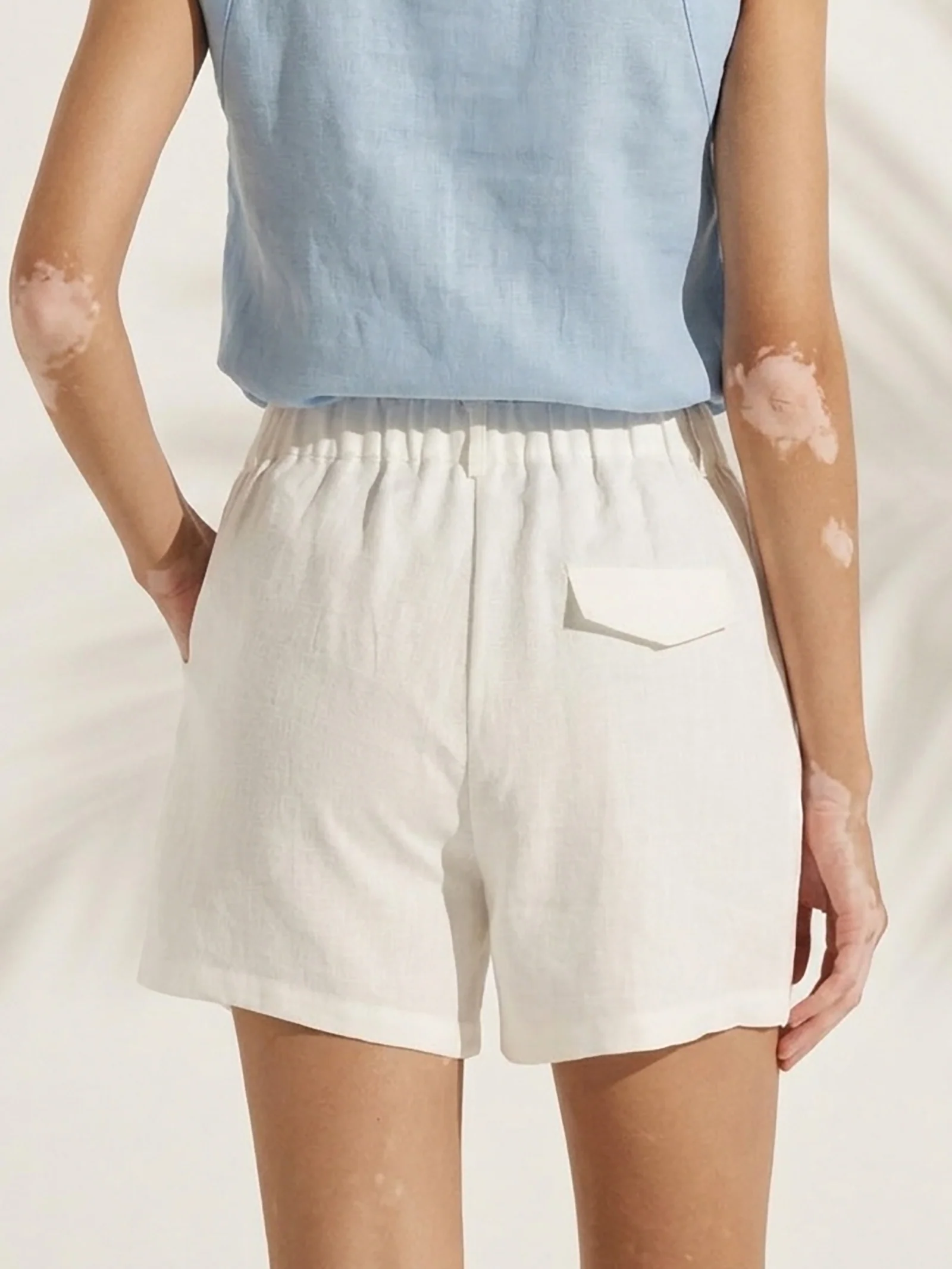 100% Linen Pleated Linen Shorts ELLEN - Image 6
