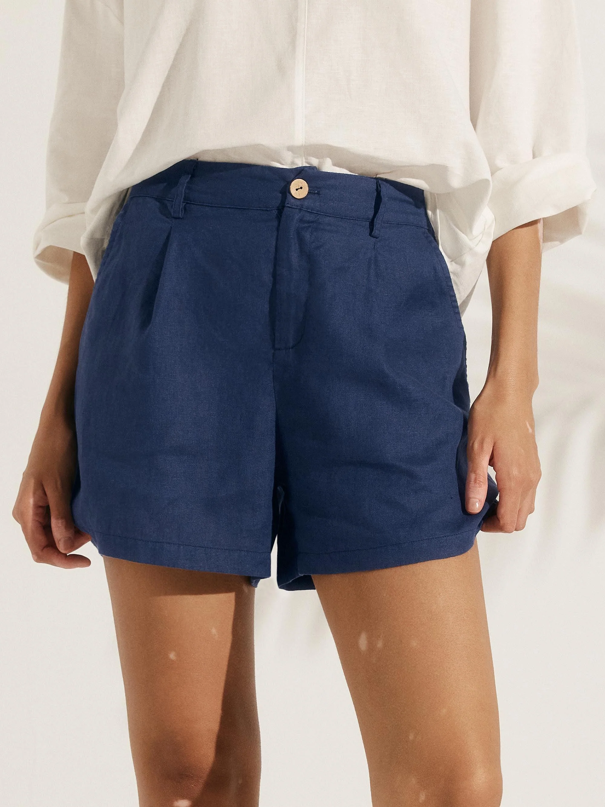 100% Linen Pleated Linen Shorts ELLEN - Image 8