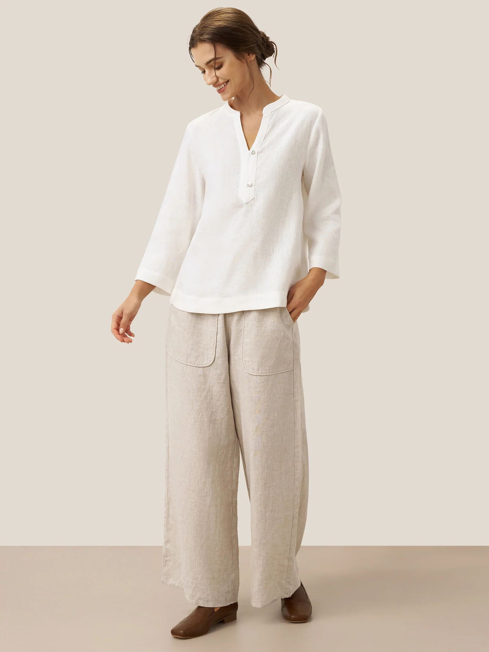 100% Linen Pocket Wide Leg Pants THALIA - Image 6