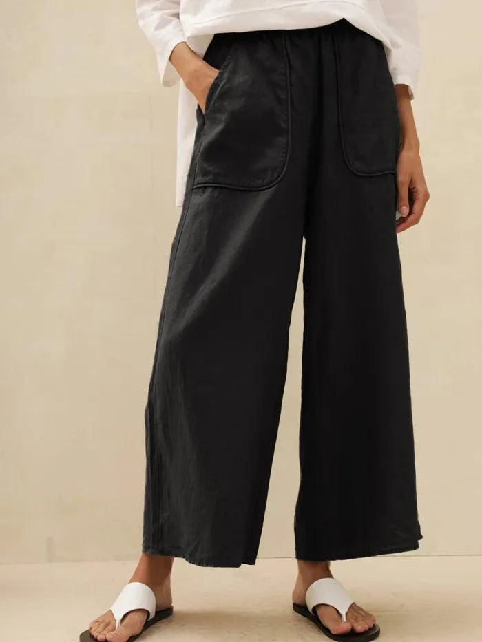 100% Linen Pocket Wide Leg Pants THALIA - Image 9