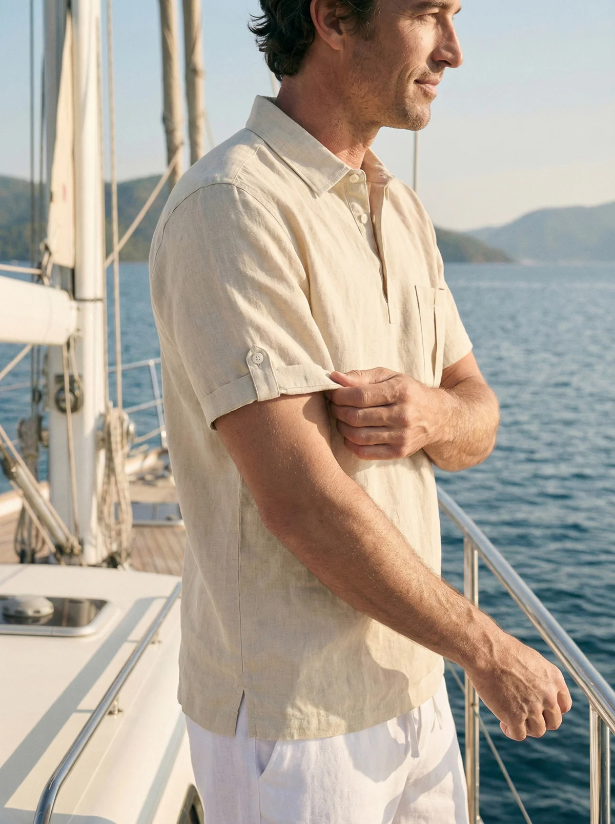 100% Linen Polo-Collar Short-Sleeve Shirt FREDERICK - Image 10