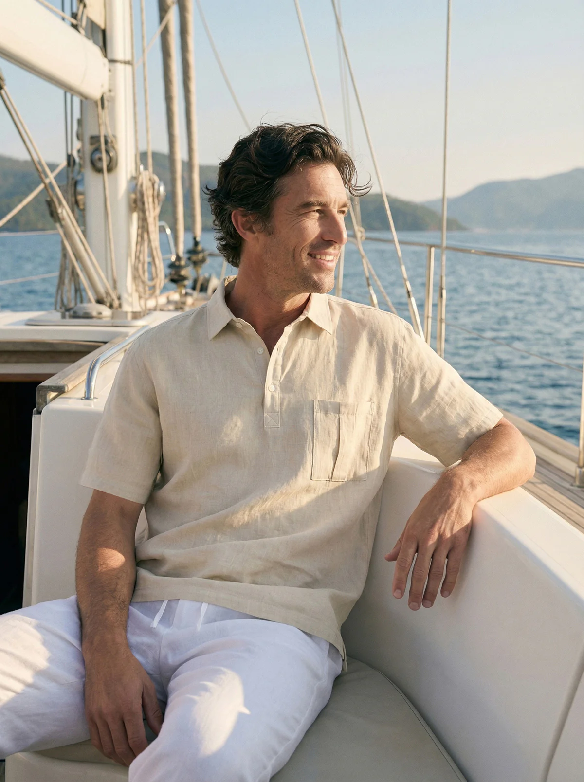 100% Linen Polo-Collar Short-Sleeve Shirt FREDERICK - Image 12