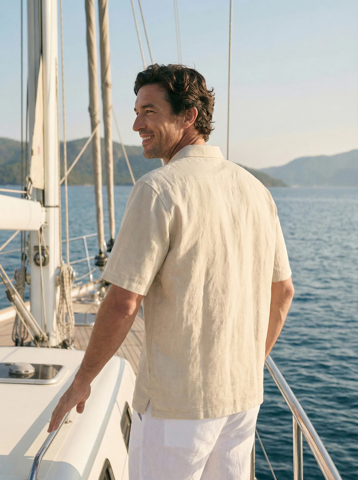 100% Linen Polo-Collar Short-Sleeve Shirt FREDERICK - Image 9