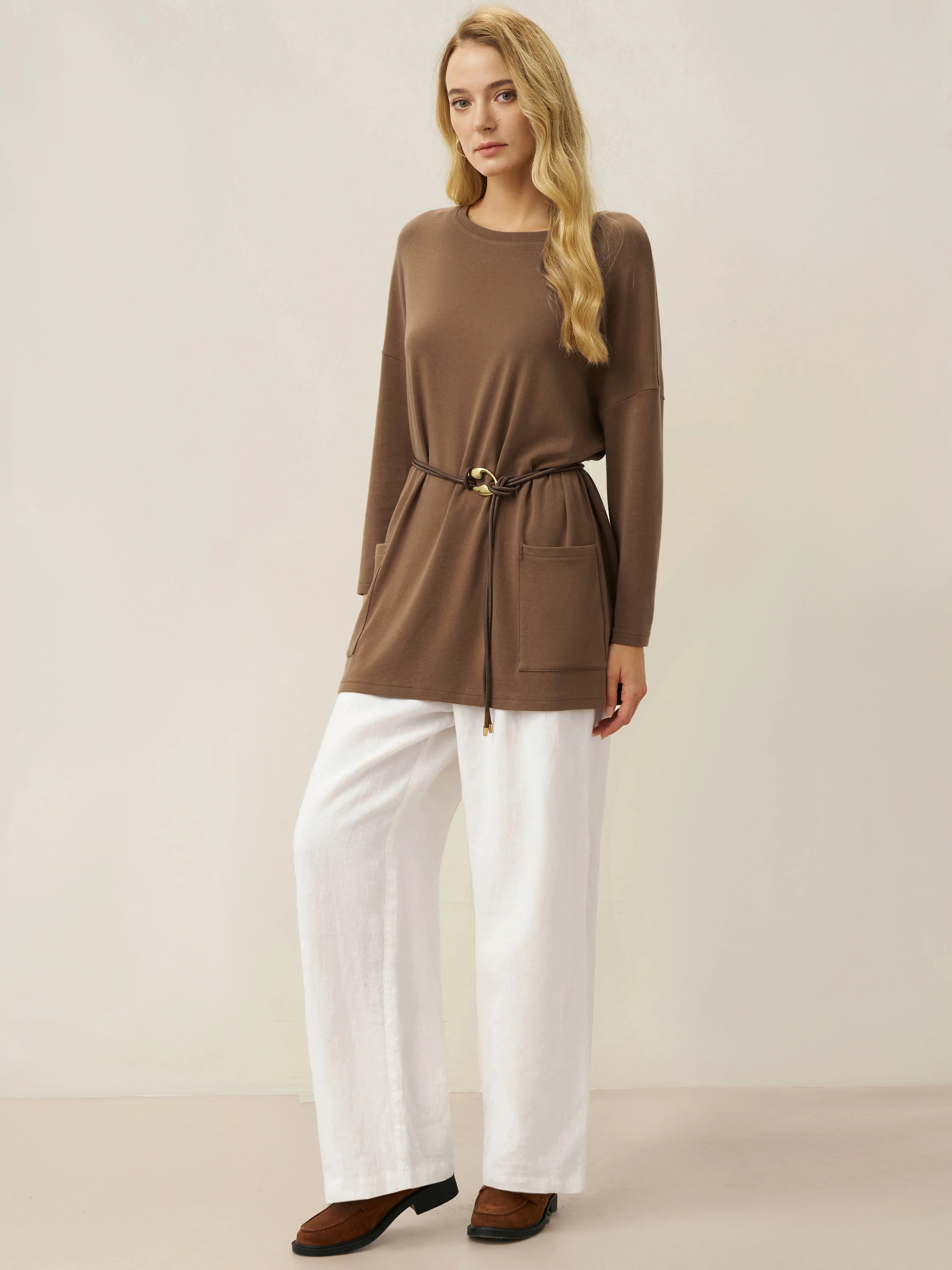 100% Linen Relaxed Fit Straight Leg Trousers KINSLEY - Image 10