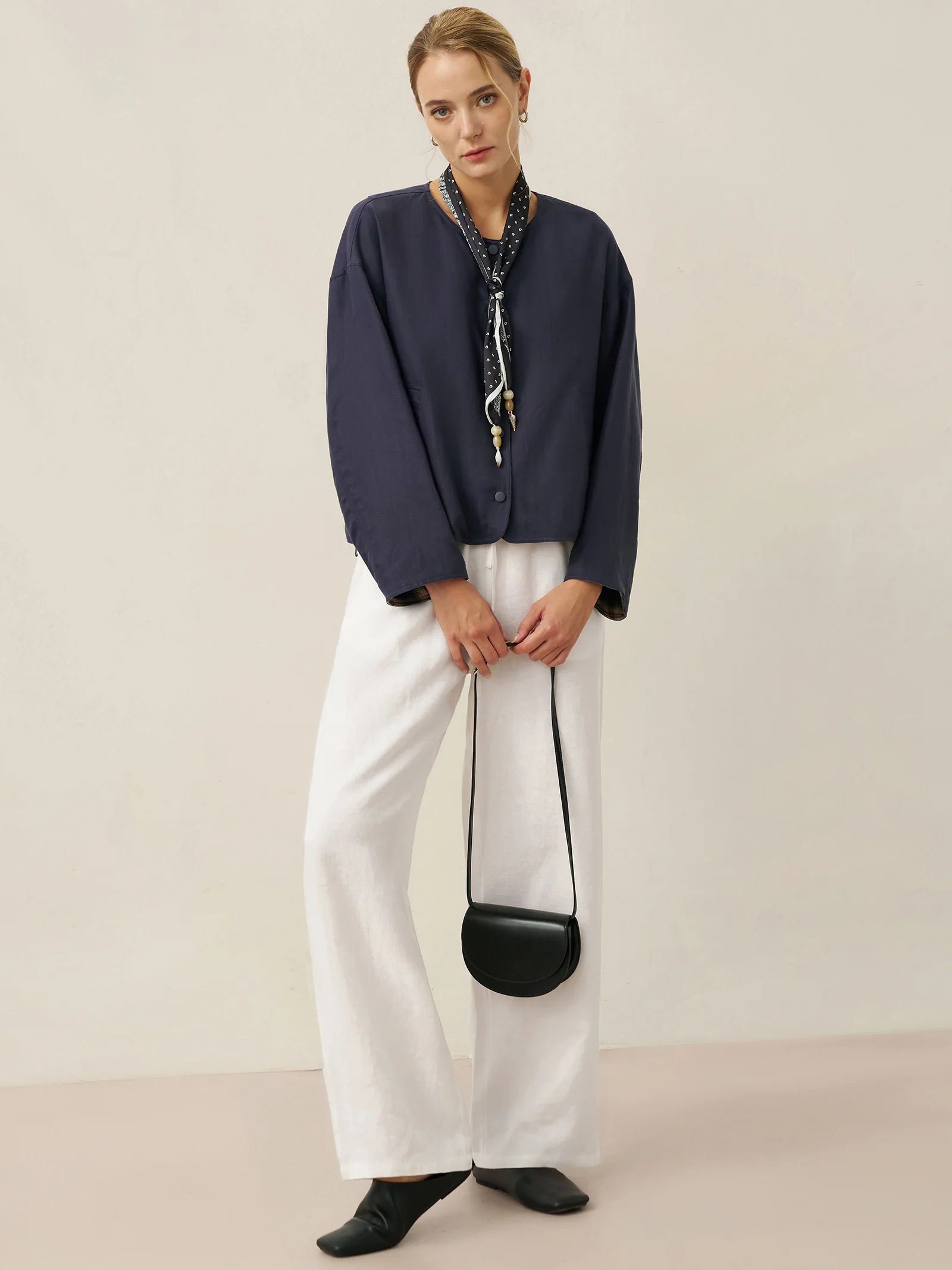 100% Linen Relaxed Fit Straight Leg Trousers KINSLEY - Image 11