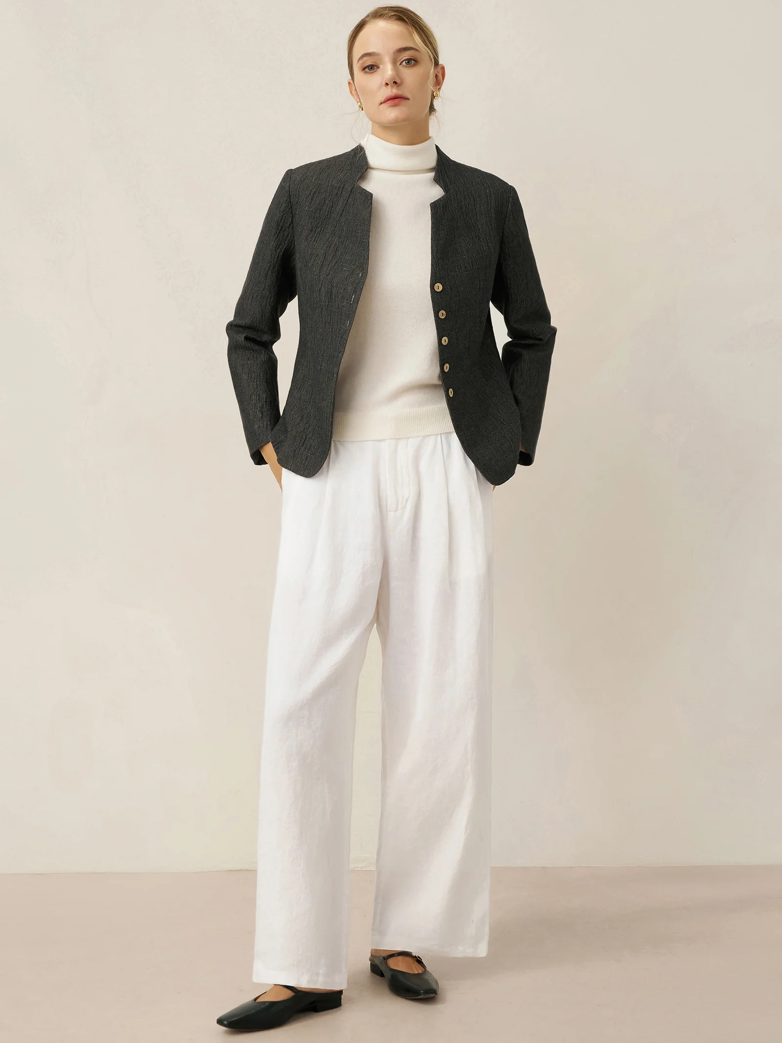 100% Linen Relaxed Fit Straight Leg Trousers KINSLEY - Image 13
