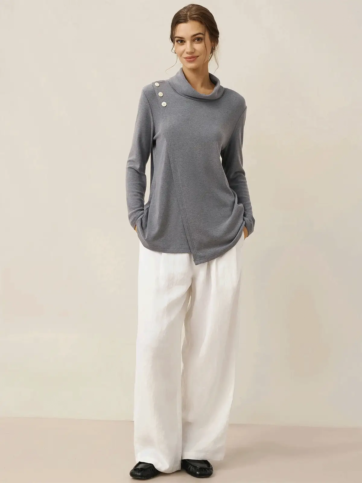 100% Linen Relaxed Fit Straight Leg Trousers KINSLEY - Image 2