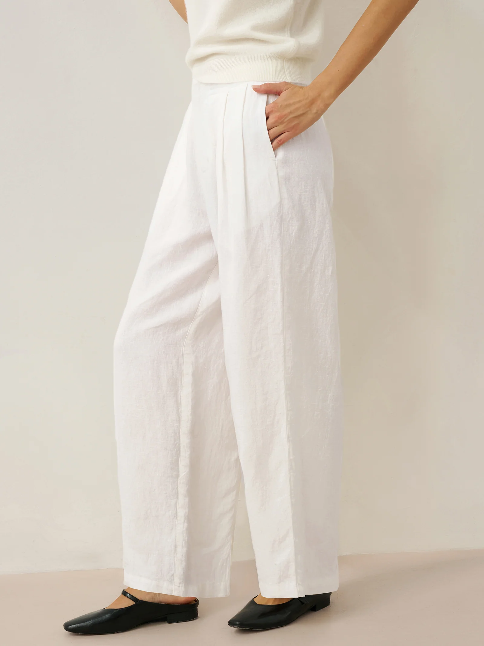 100% Linen Relaxed Fit Straight Leg Trousers KINSLEY - Image 3