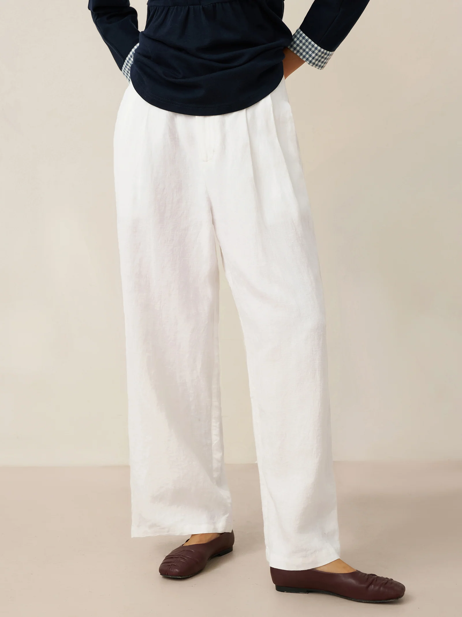 100% Linen Relaxed Fit Straight Leg Trousers KINSLEY - Image 5