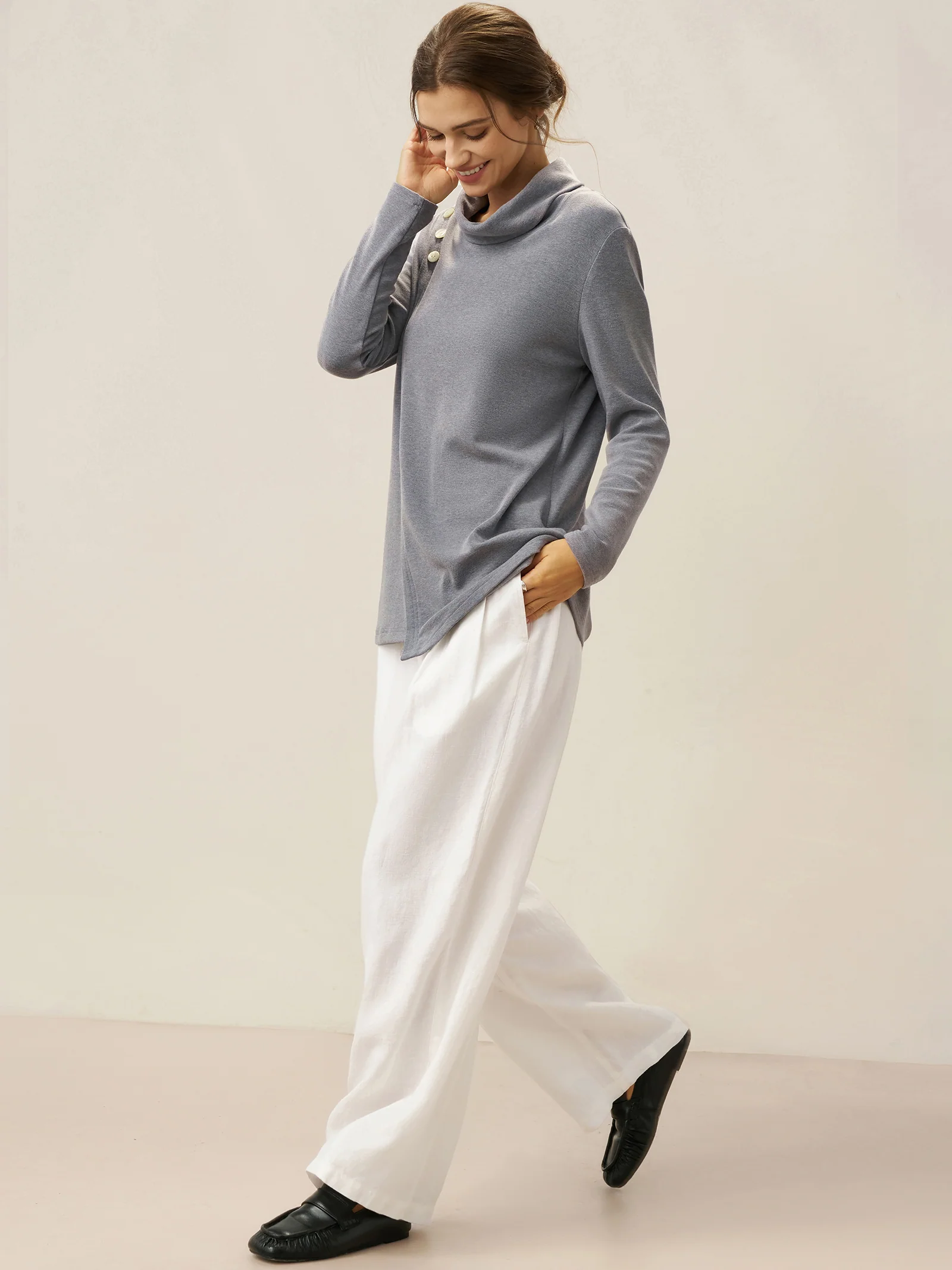 100% Linen Relaxed Fit Straight Leg Trousers KINSLEY - Image 7