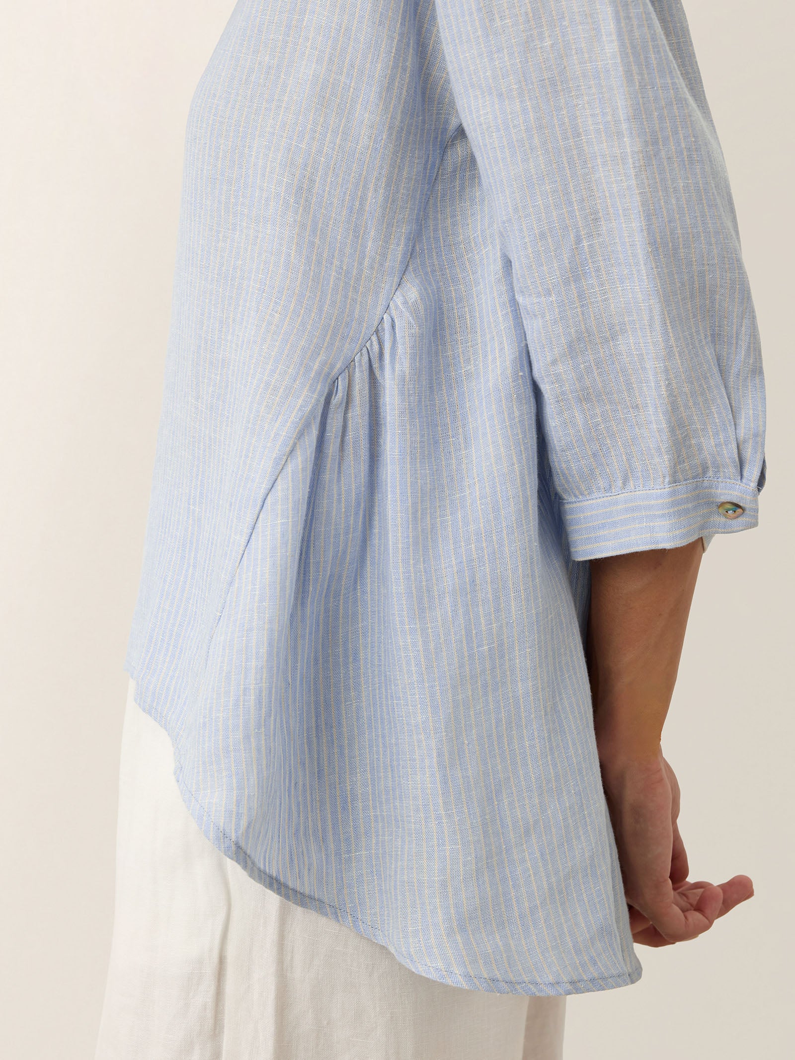 100% Linen Round Neck Artistic Stripe Top FLORENCE - Image 4