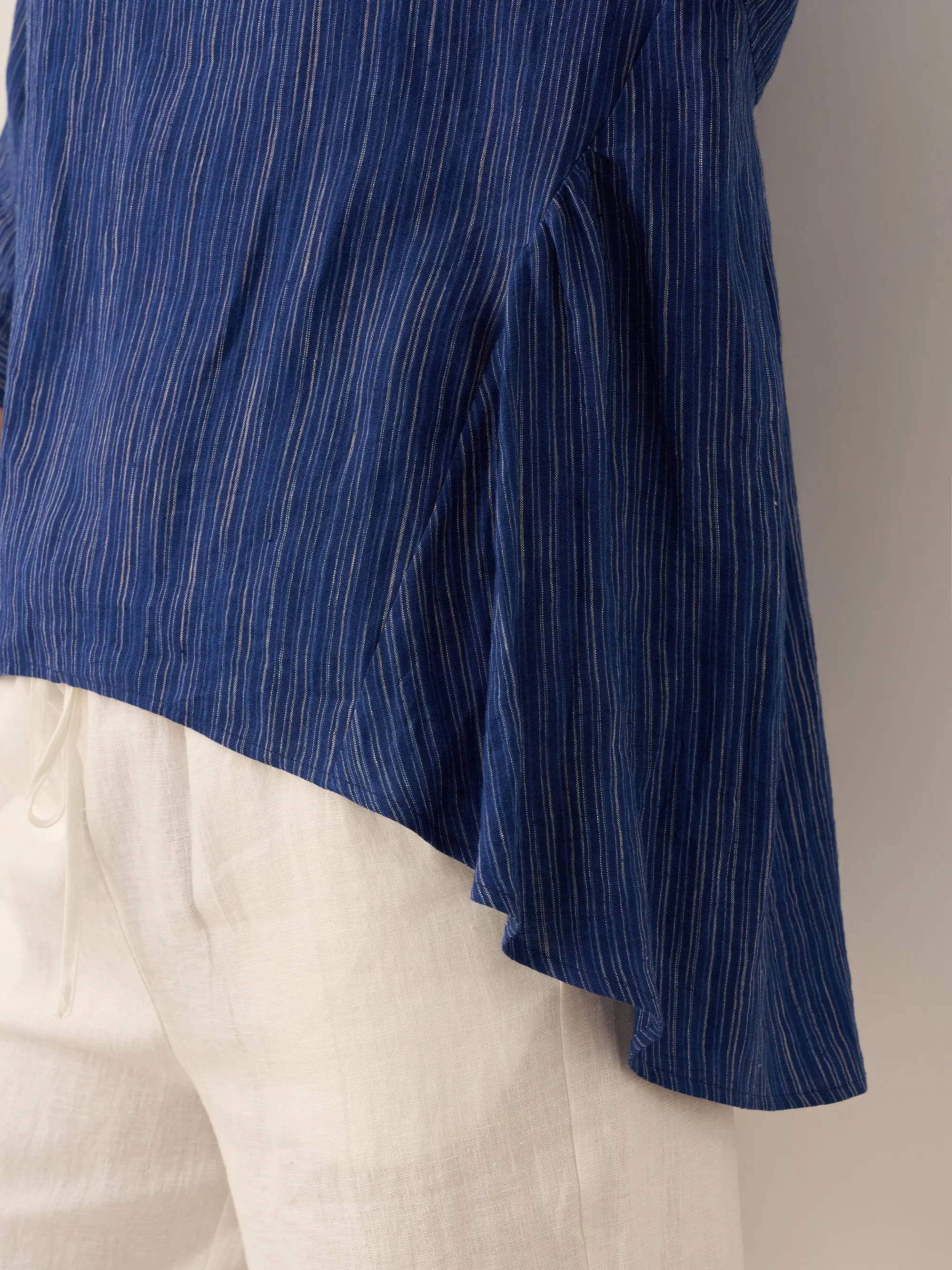 100% Linen Round Neck Artistic Stripe Top FLORENCE - Image 7