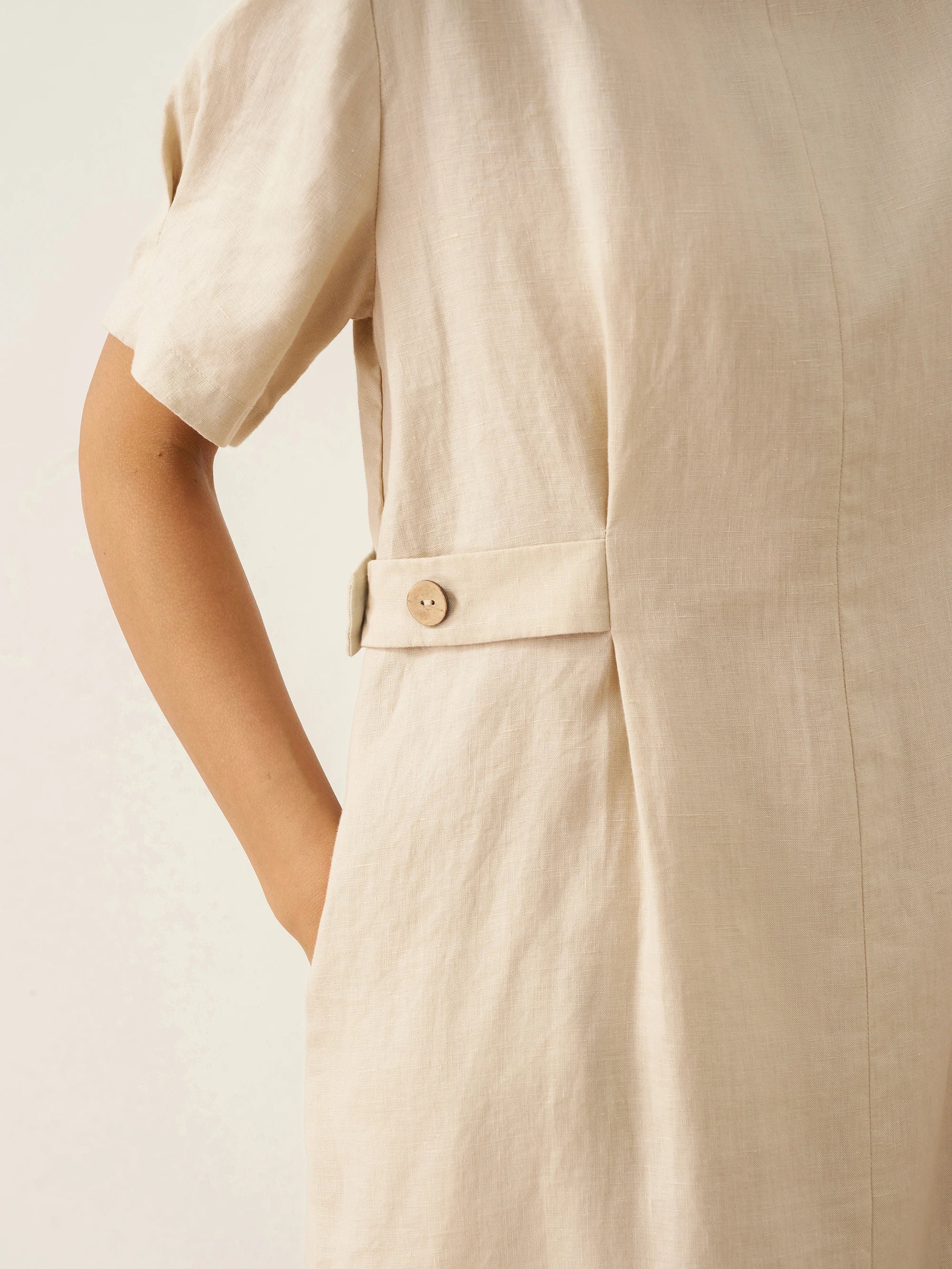 100% Linen Round Neck Button-Tie Maxi Dress XANDRA - Image 6