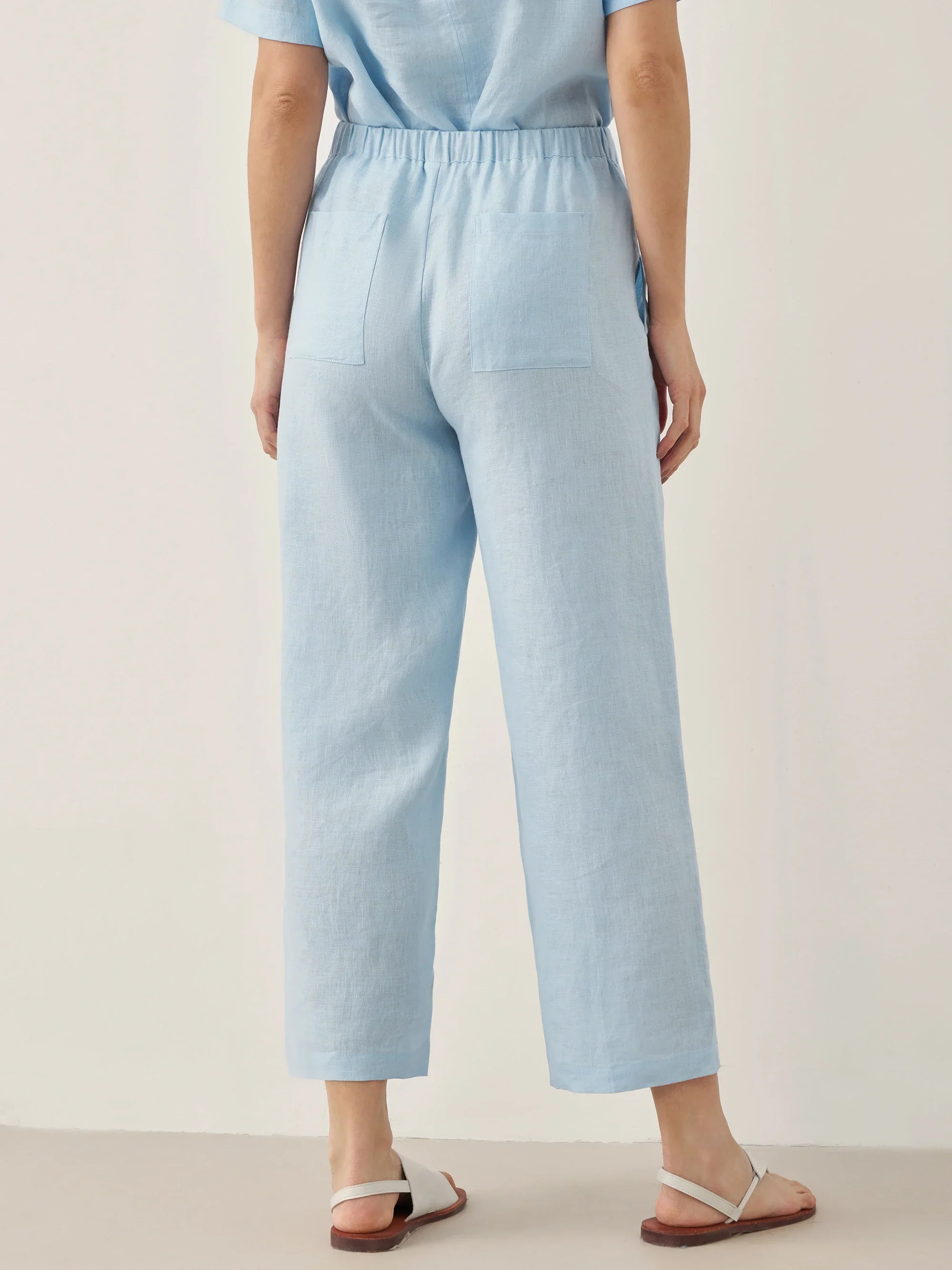 100% Linen Short-Sleeve Round Neck Button Detail Top & Pants Set JOSIE - Image 12
