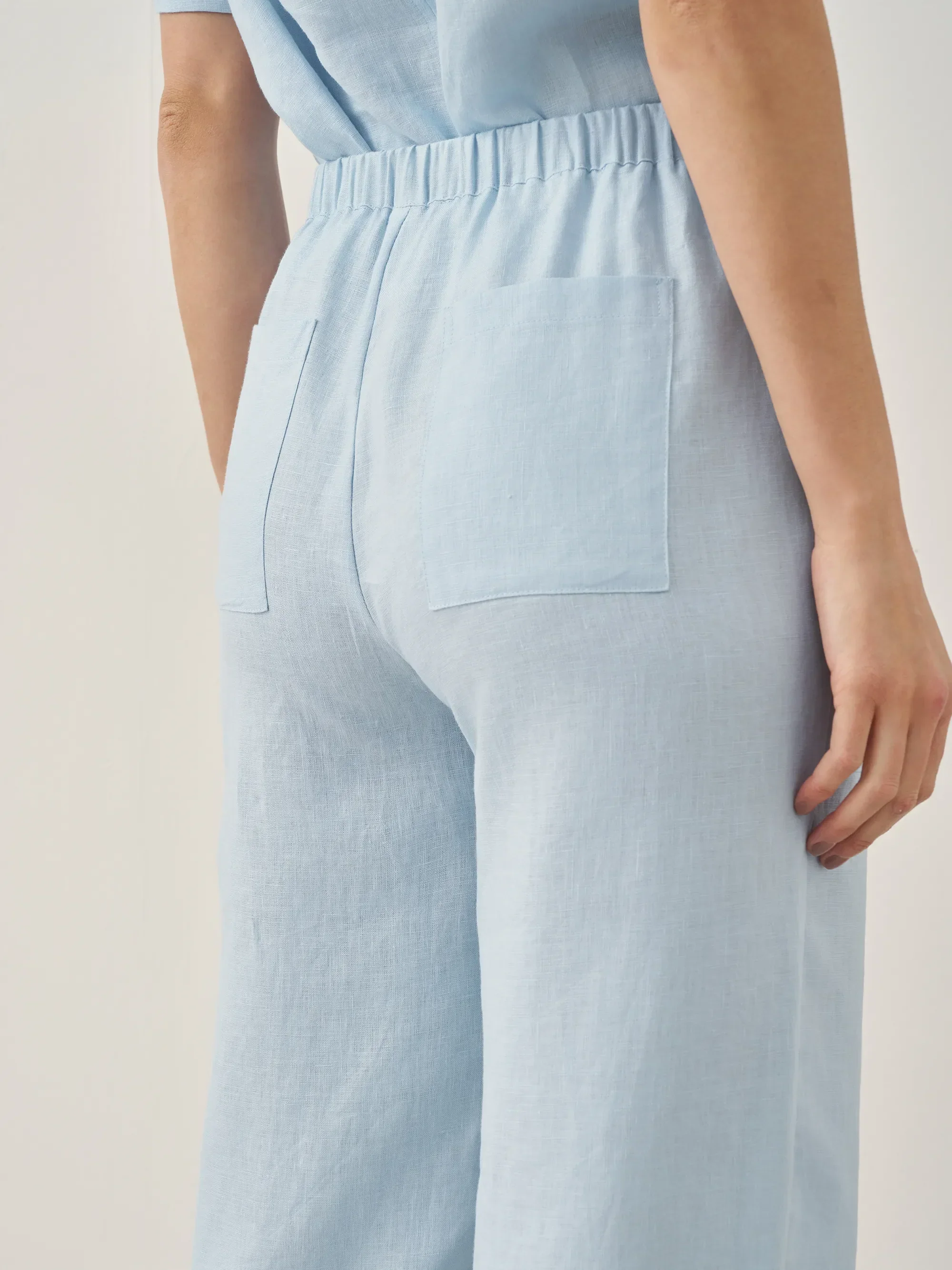 100% Linen Short-Sleeve Round Neck Button Detail Top & Pants Set JOSIE - Image 14