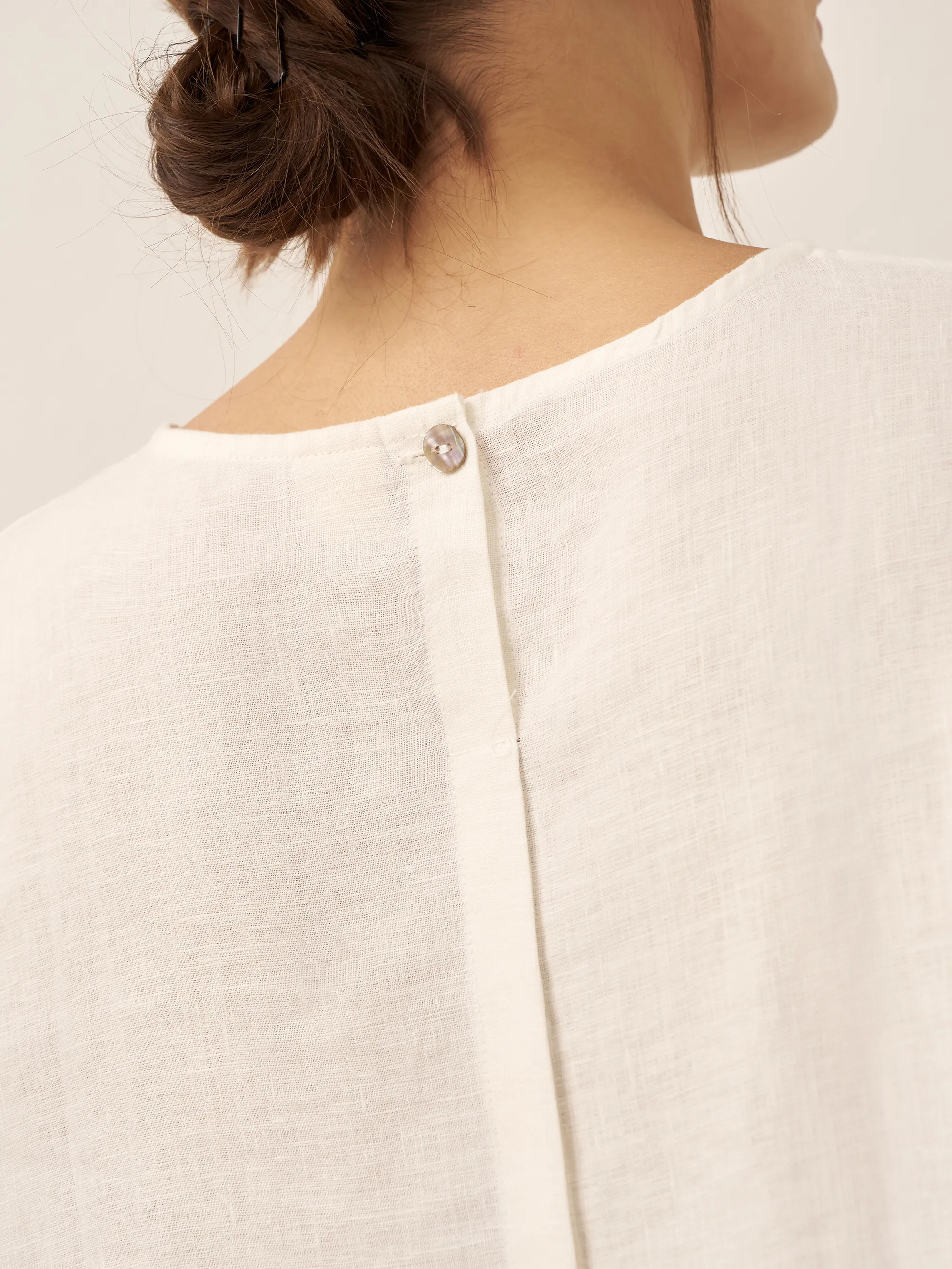 100% Linen Round Neck Mid-Sleeve Top ROBYN - Image 10