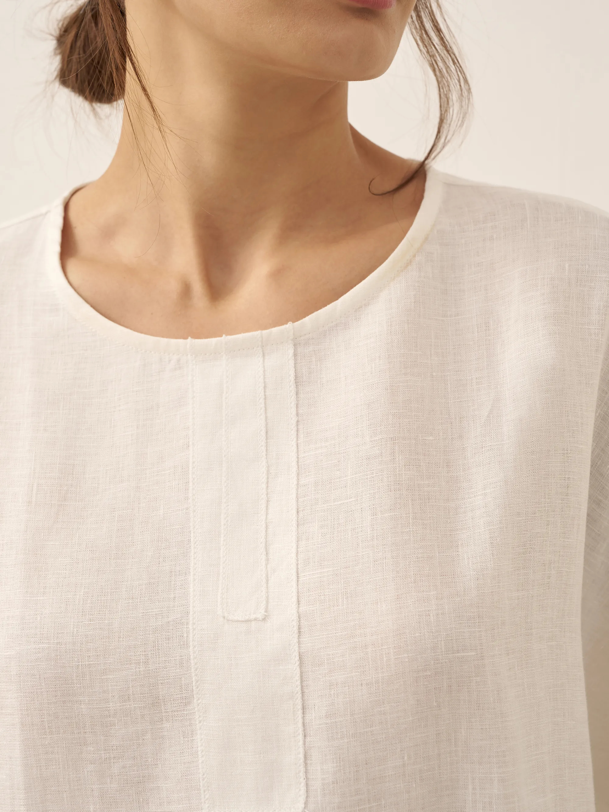 100% Linen Round Neck Mid-Sleeve Top ROBYN - Image 7