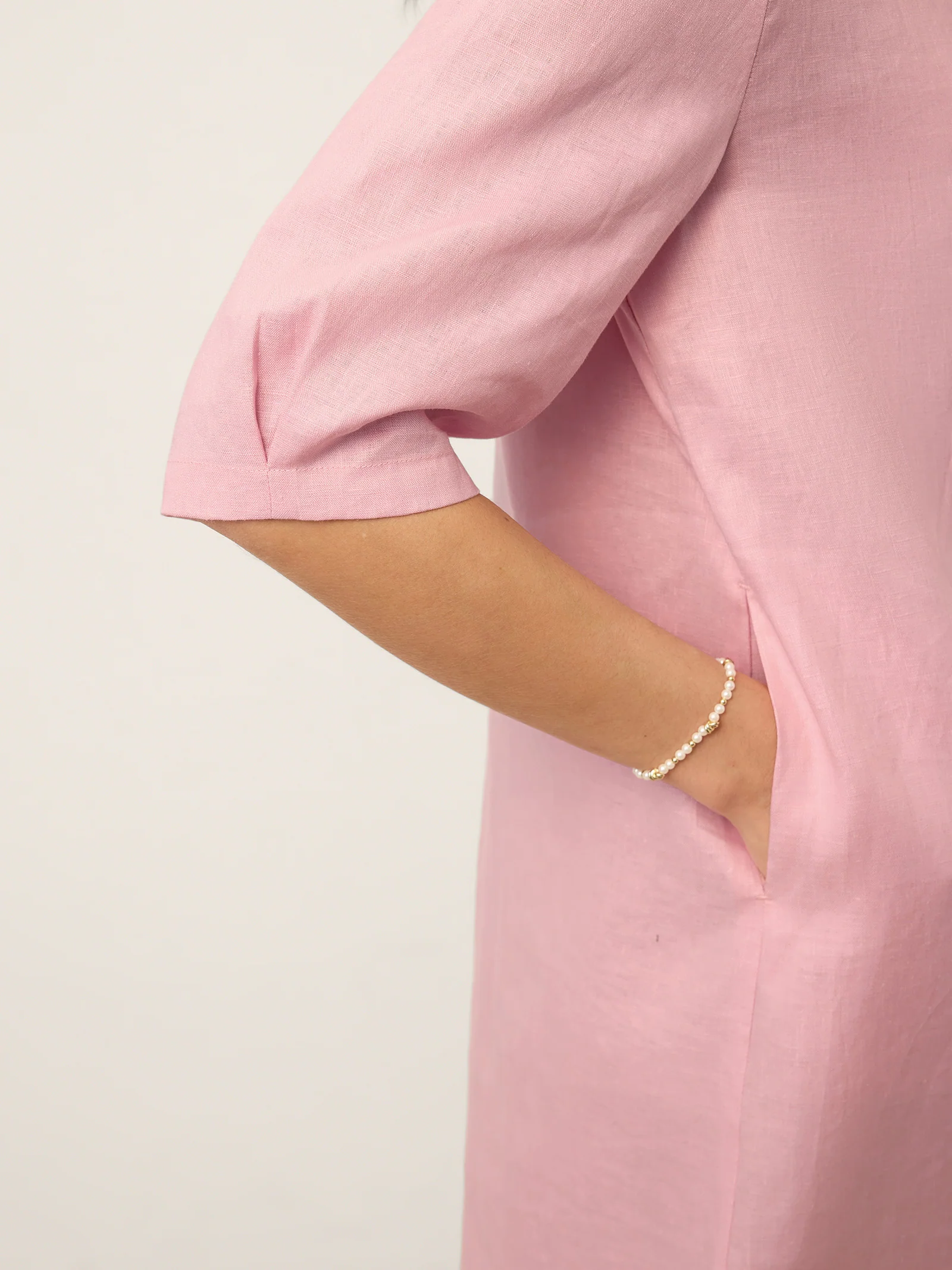 100% Linen Sculpted Bateau Tie-Back Midi Dress SABRINA - Image 8