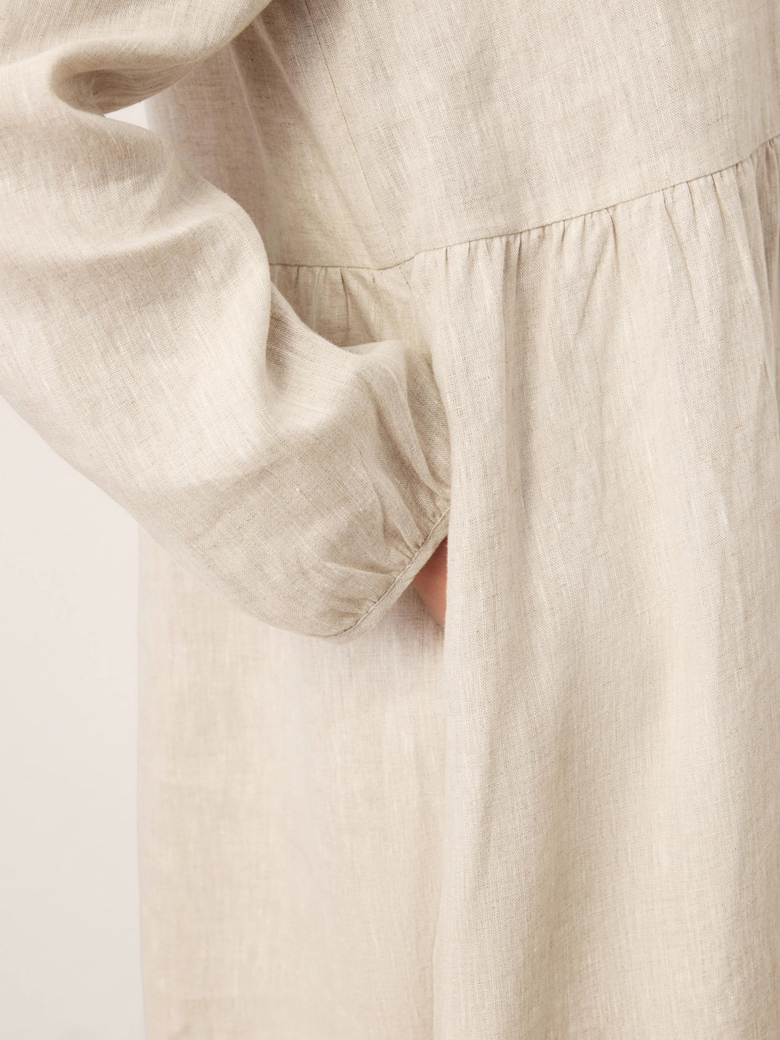 100% Linen Sculpted-Hood Caftan Maxi Dress LINETTE - Image 7
