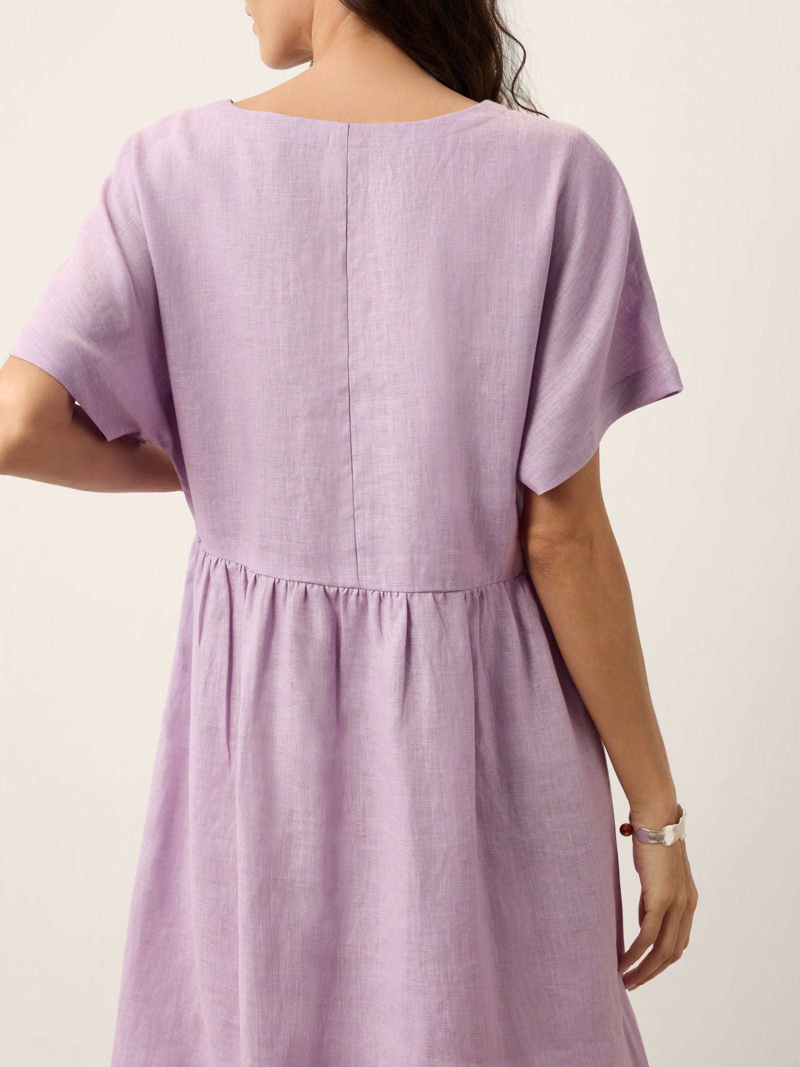 100% Linen Sculpted Waist Batwing Midi Dress TIVIA - Image 7