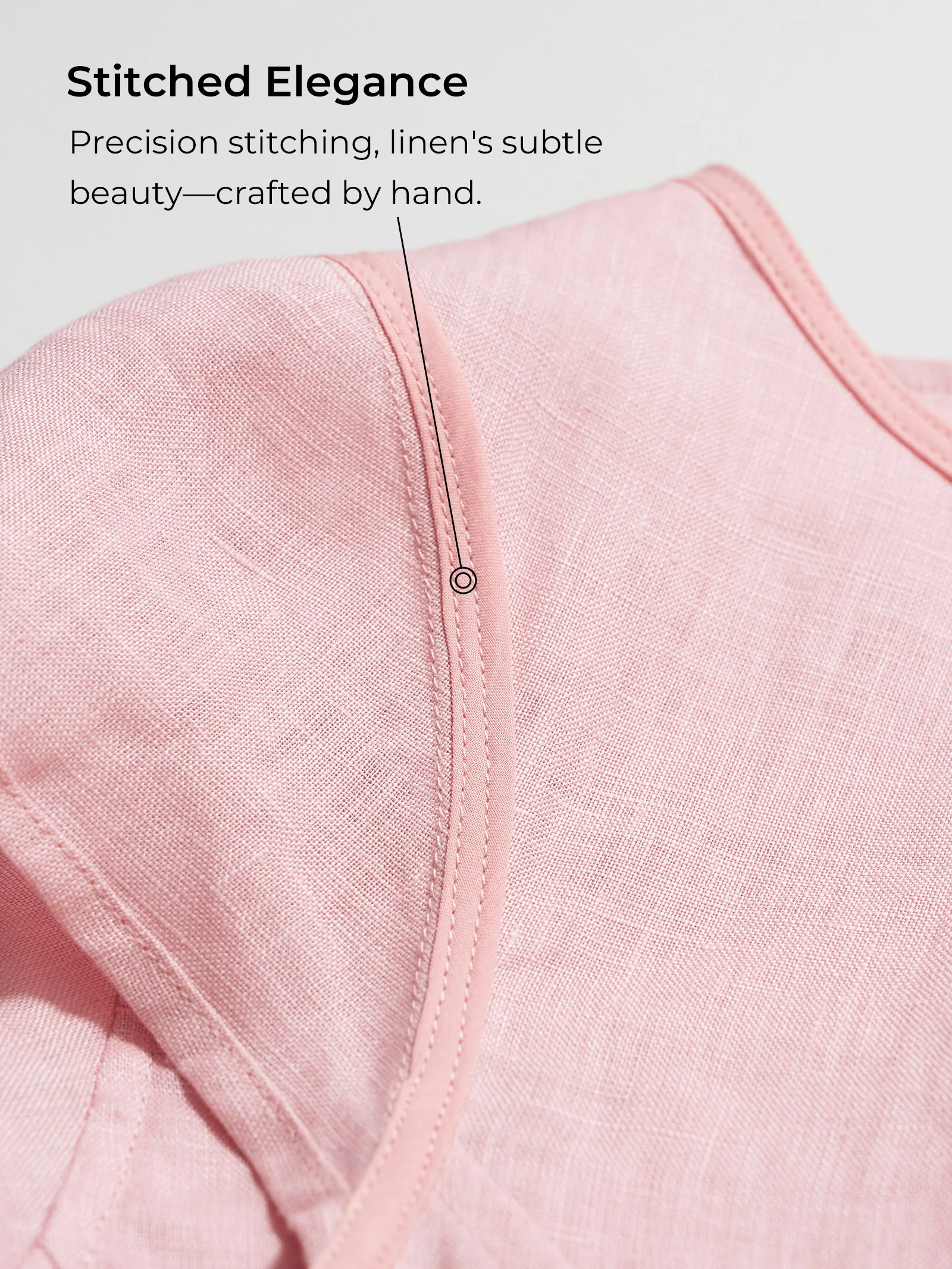 100% Linen Shell Button Pleated Crew Neck Top RENA - Image 5